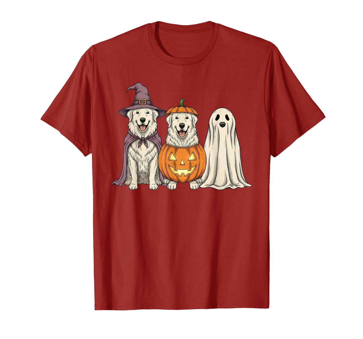 Spooky Ghost Great Pyrenees Pumpkin Halloween Dog Lover T-Shirt