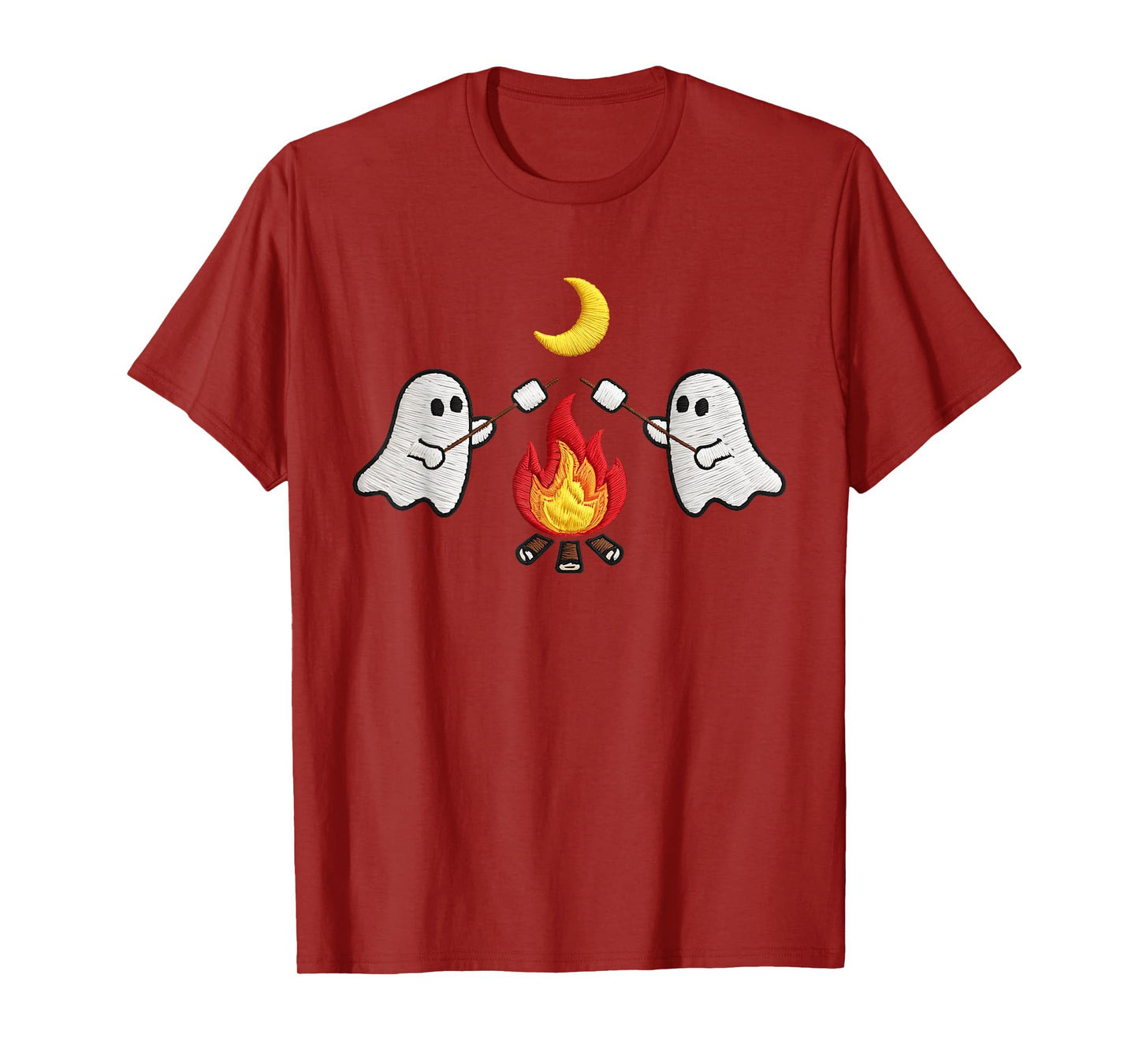 Halloween Ghost Camping Lovers Embroidered Trick or Treat T-Shirt