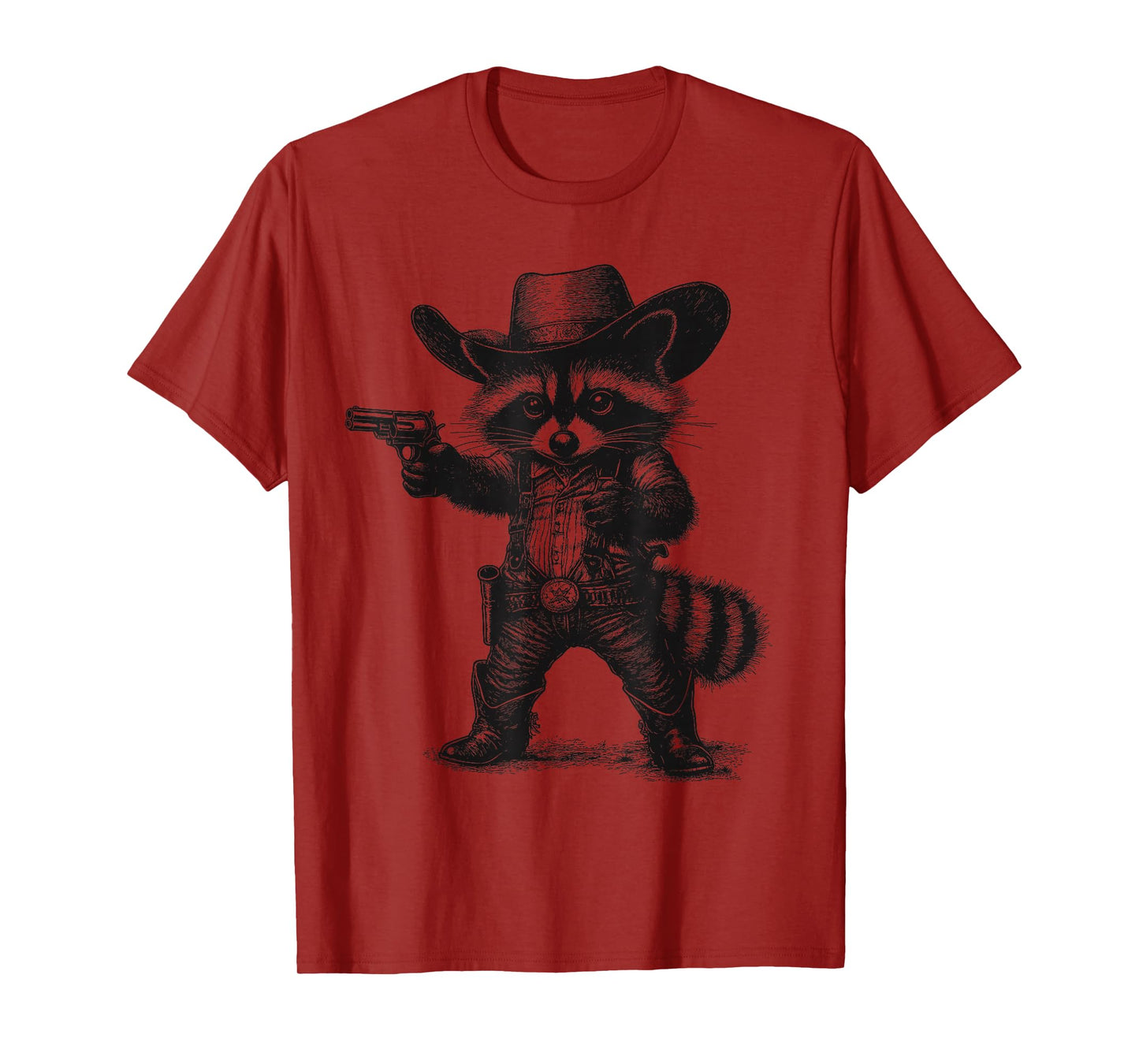 Raccoon Cowboy Hat Funny Western Cute Raccoon Lover Vintage T-Shirt
