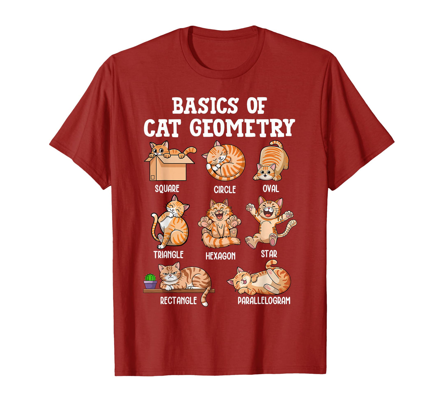 Cat Geometry Math Funny Cat Men Women Kids Teen Girls Boys T-Shirt