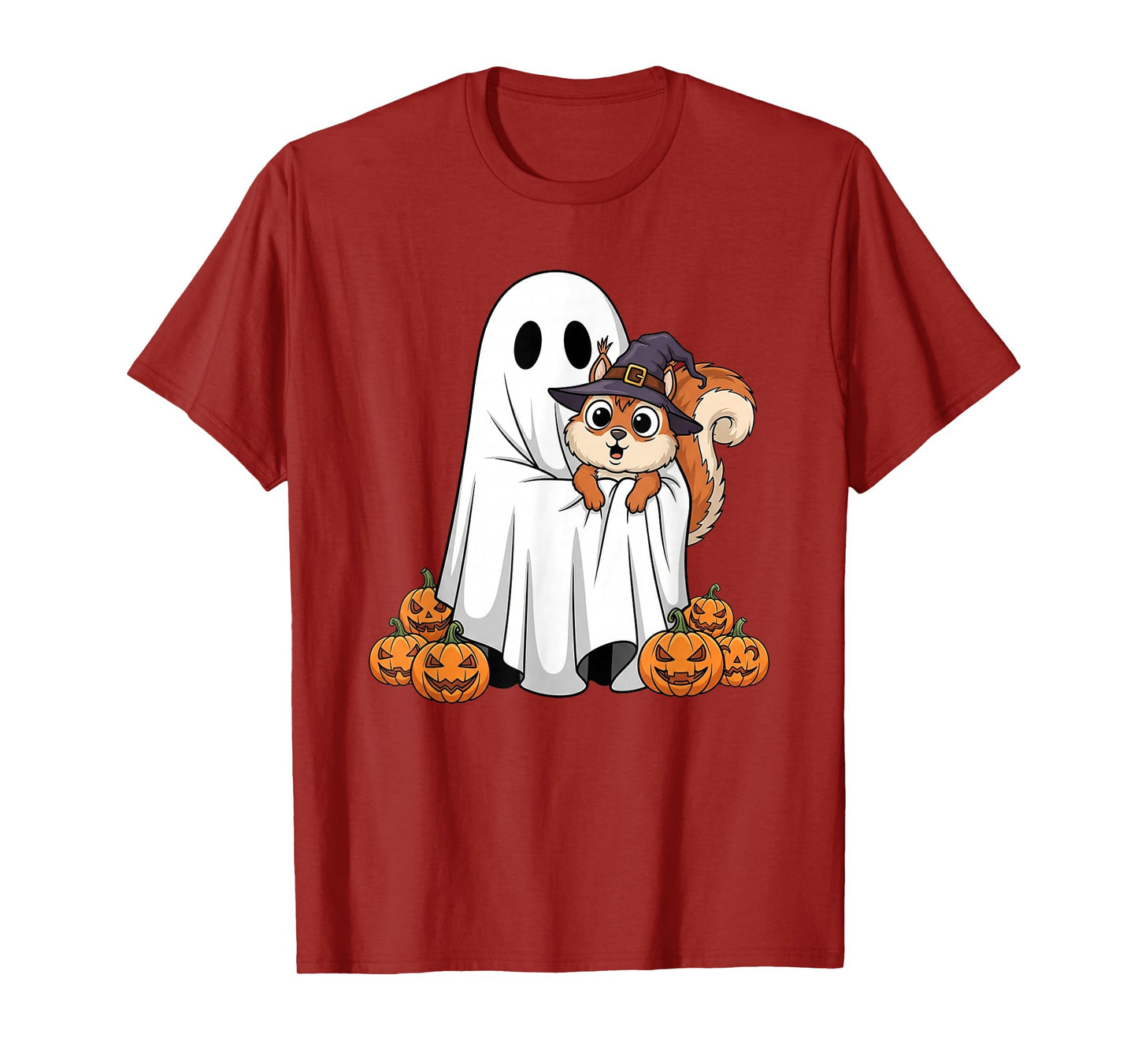 Funny Ghost Squirrel Pumpkin Halloween Kids Mens Womens T-Shirt
