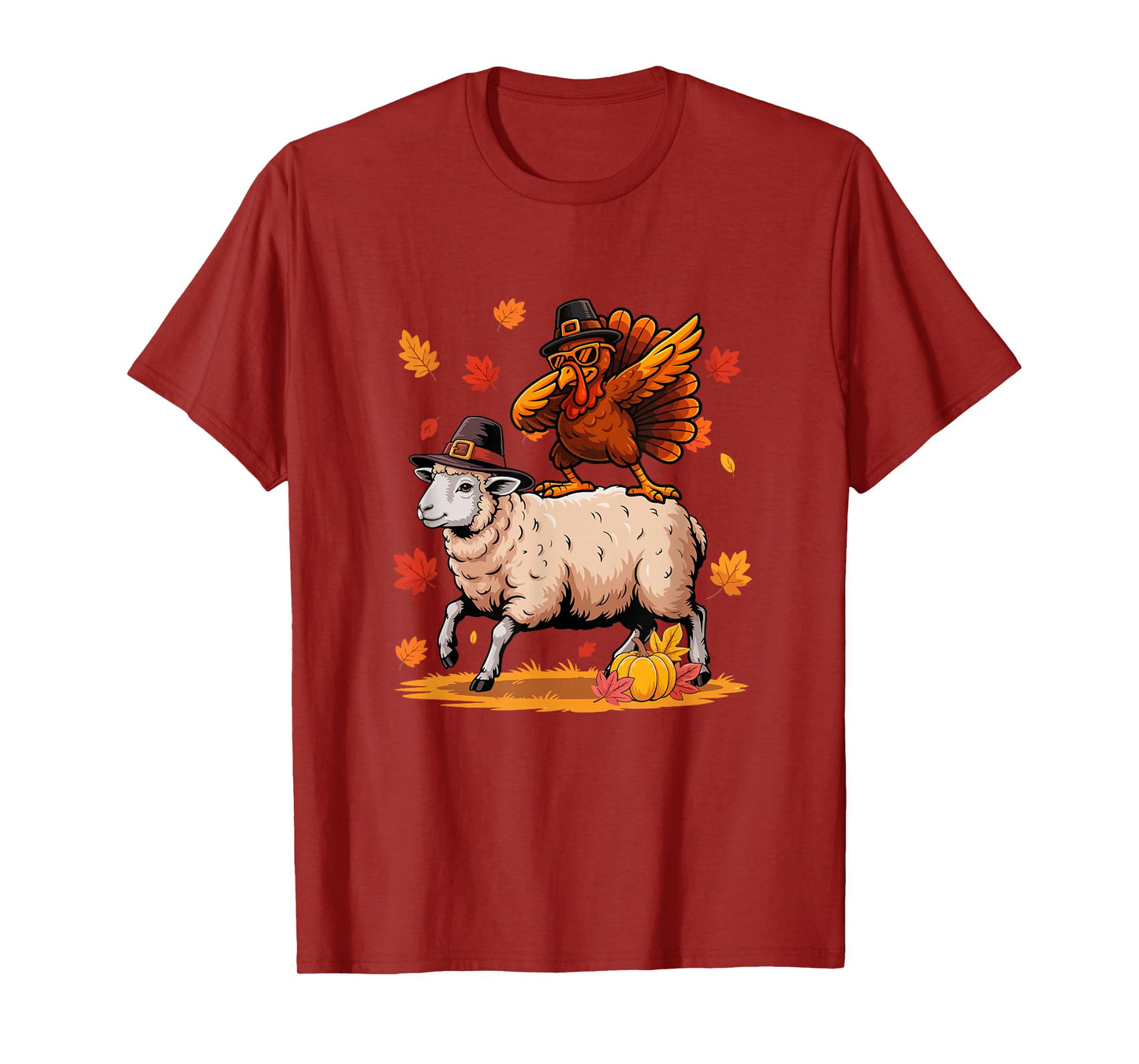 Dabbing Turkey On Sheep Thanksgiving Autumn Pilgrim Farmer T-Shirt