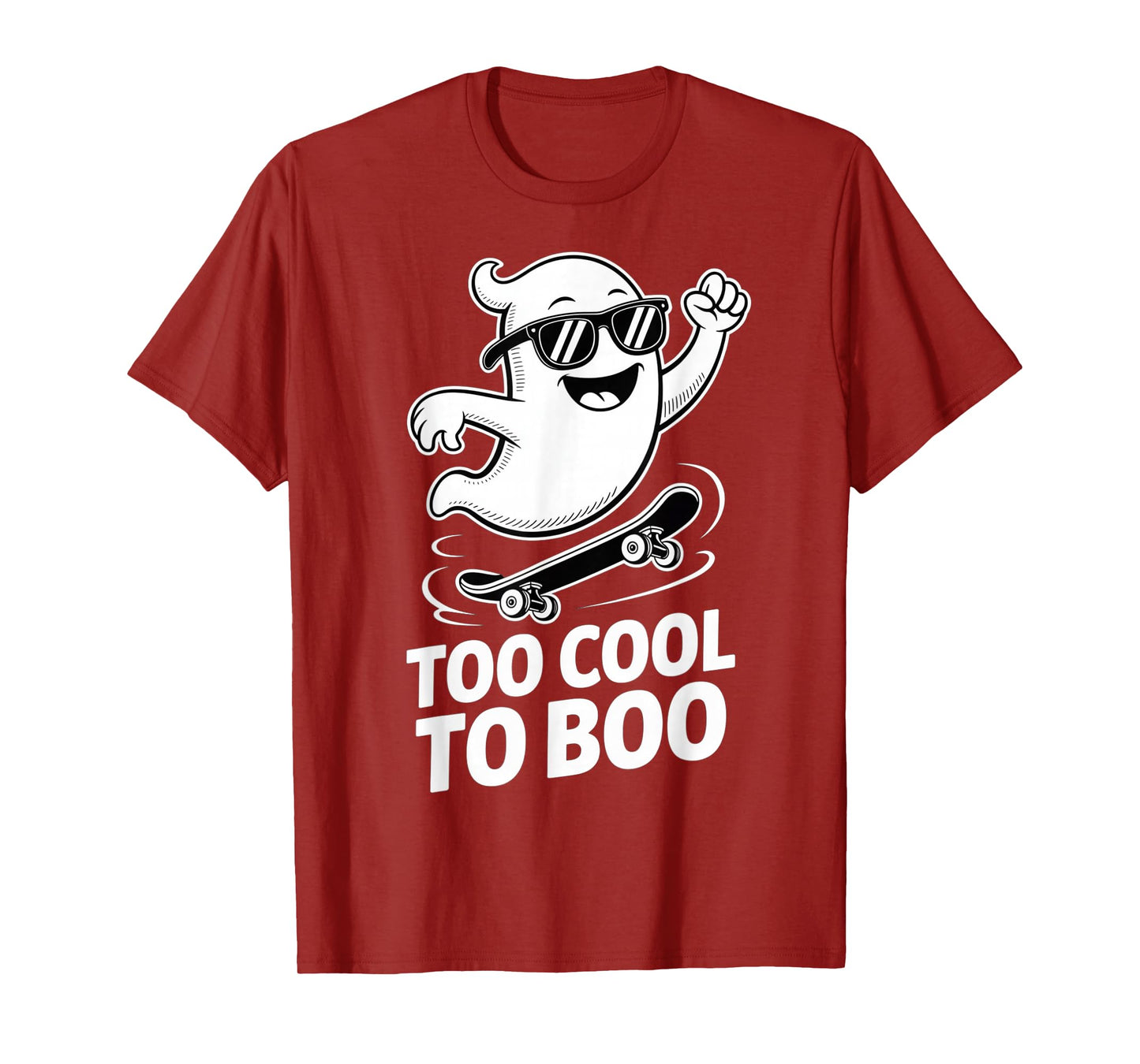 Funny Ghost On Skateboard Retro Halloween Costume Kids Boys T-Shirt