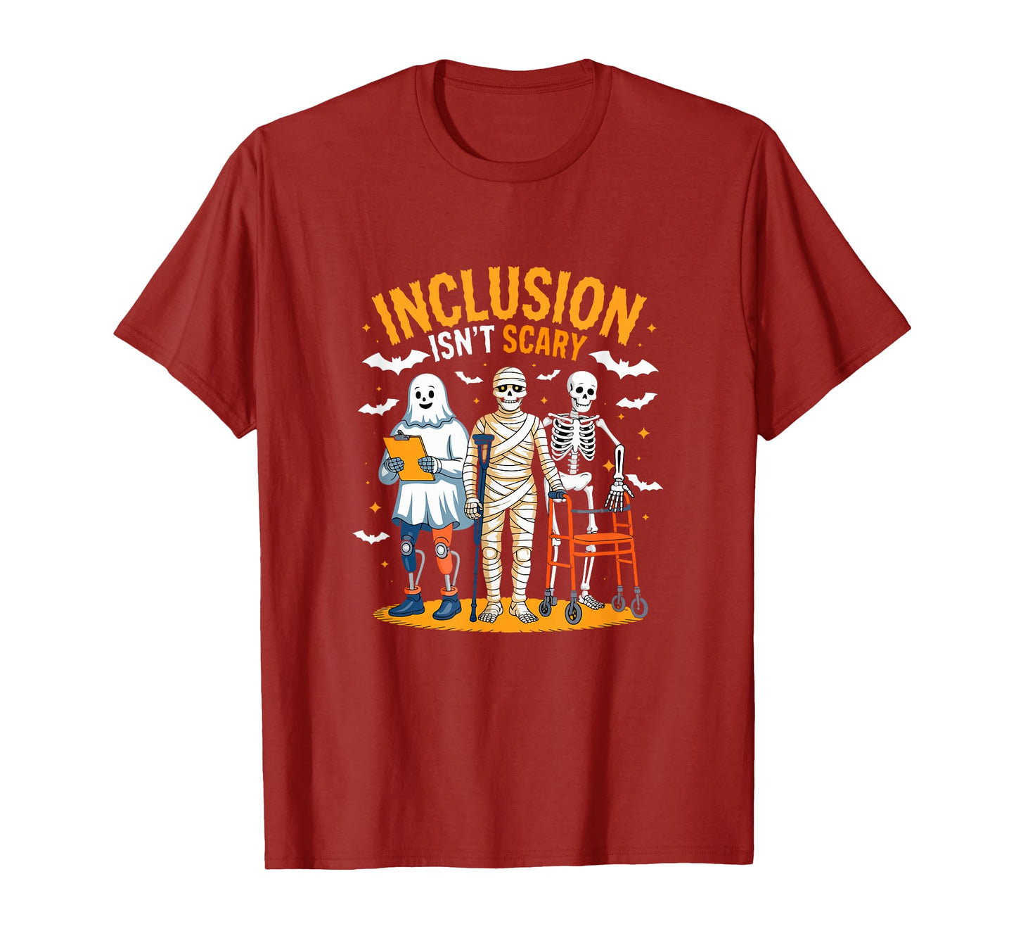 Inclusion Isn't Scary Halloween Boo Skeleton Sped Teacher T-Shirt