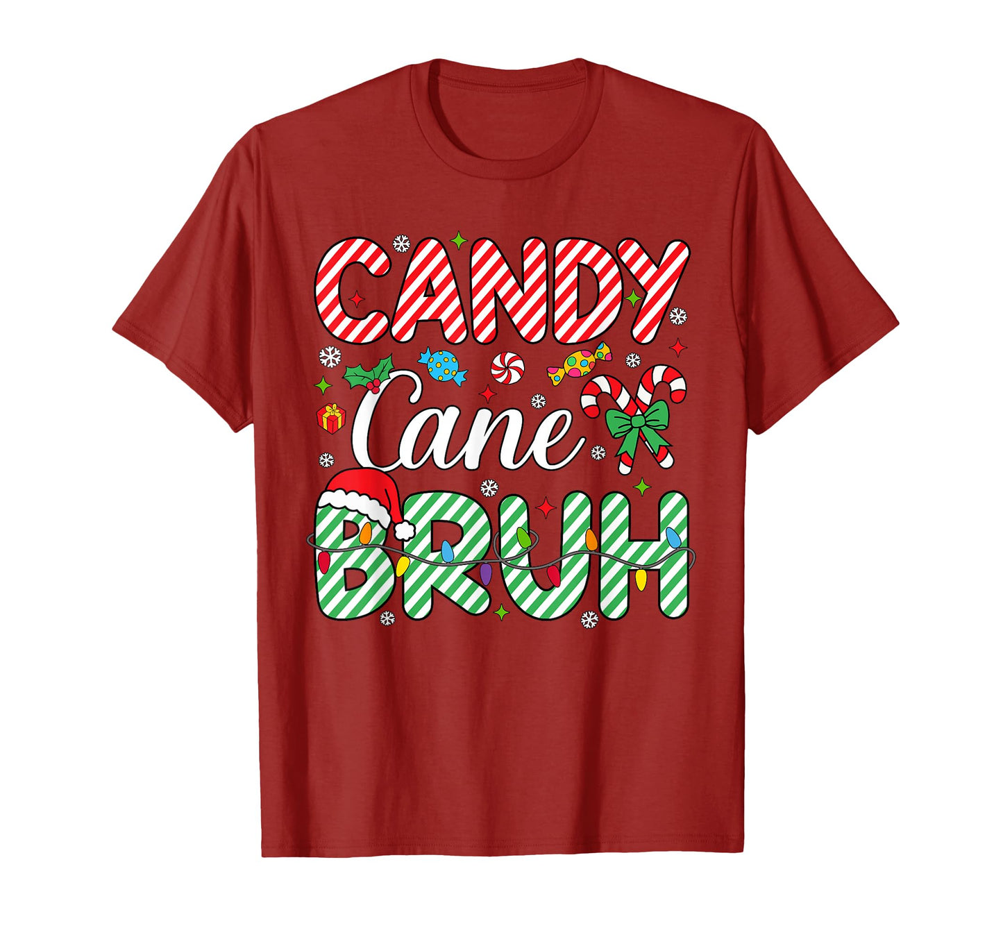 Candy Cane Bruh Christmas Love Candy Boys Girls Kids Xmas T-Shirt