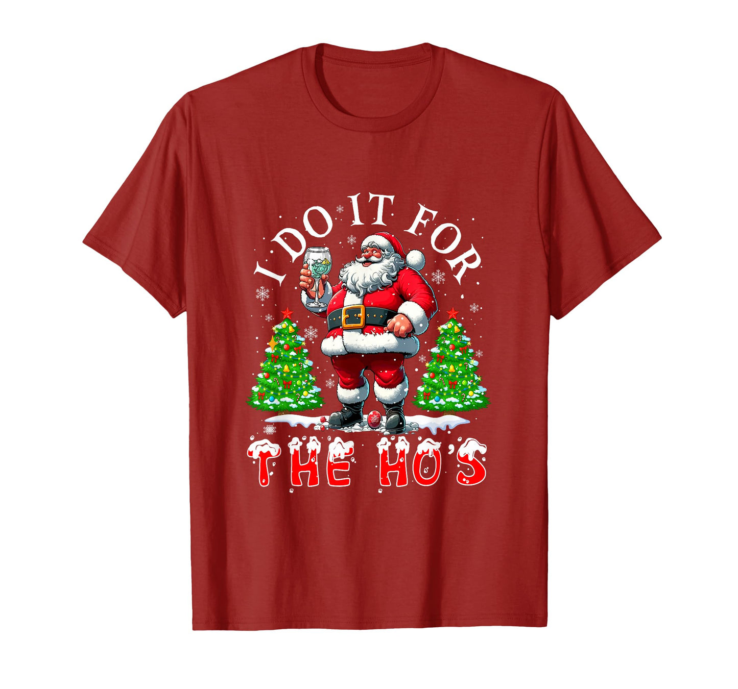 I Do for The Ho's Christmas Funny Joke Santa Drinking Gin T-Shirt
