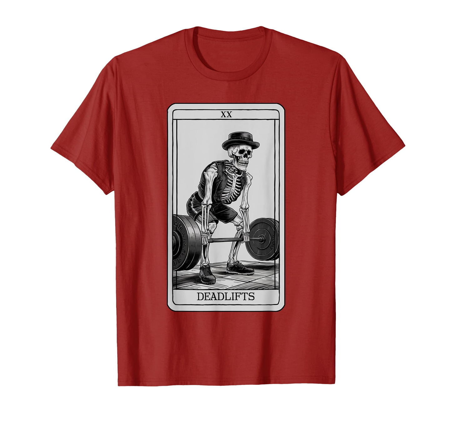 Skeleton Tarot Card Deadlifts Powerlifting Weightlifting Gym T-Shirt