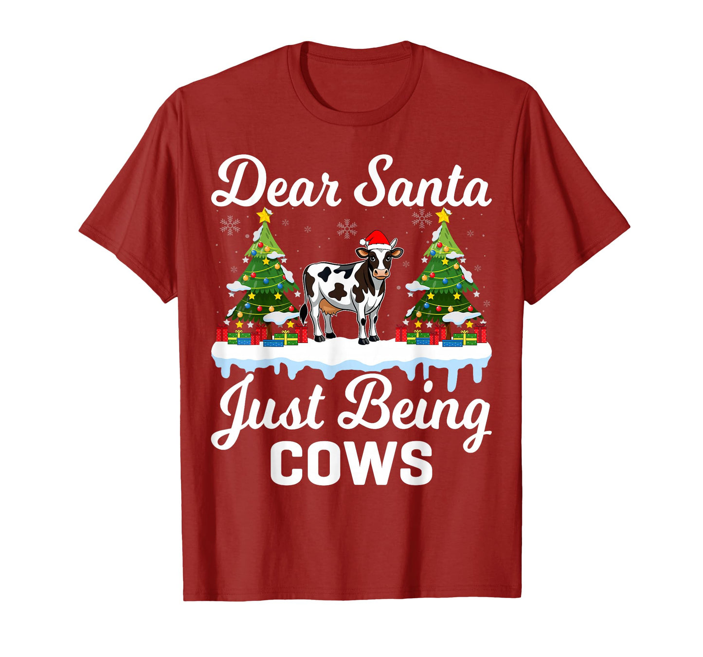 Dear Santa Just Bring Cows - Cow Lover Farmer Christmas T-Shirt
