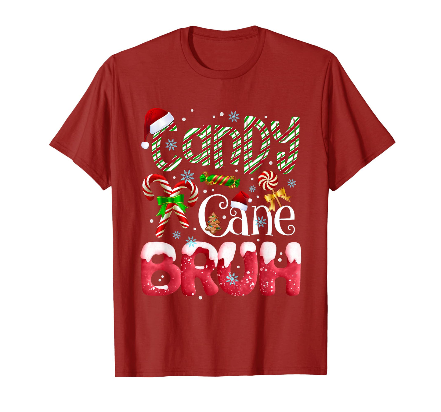 Candy Cane Bruh Christmas Santa Claus Xmas Matching Family T-Shirt
