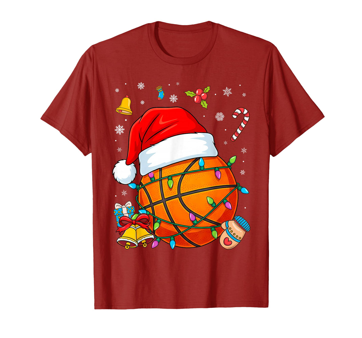 Christmas Basketball Santa Snow T-Shirt