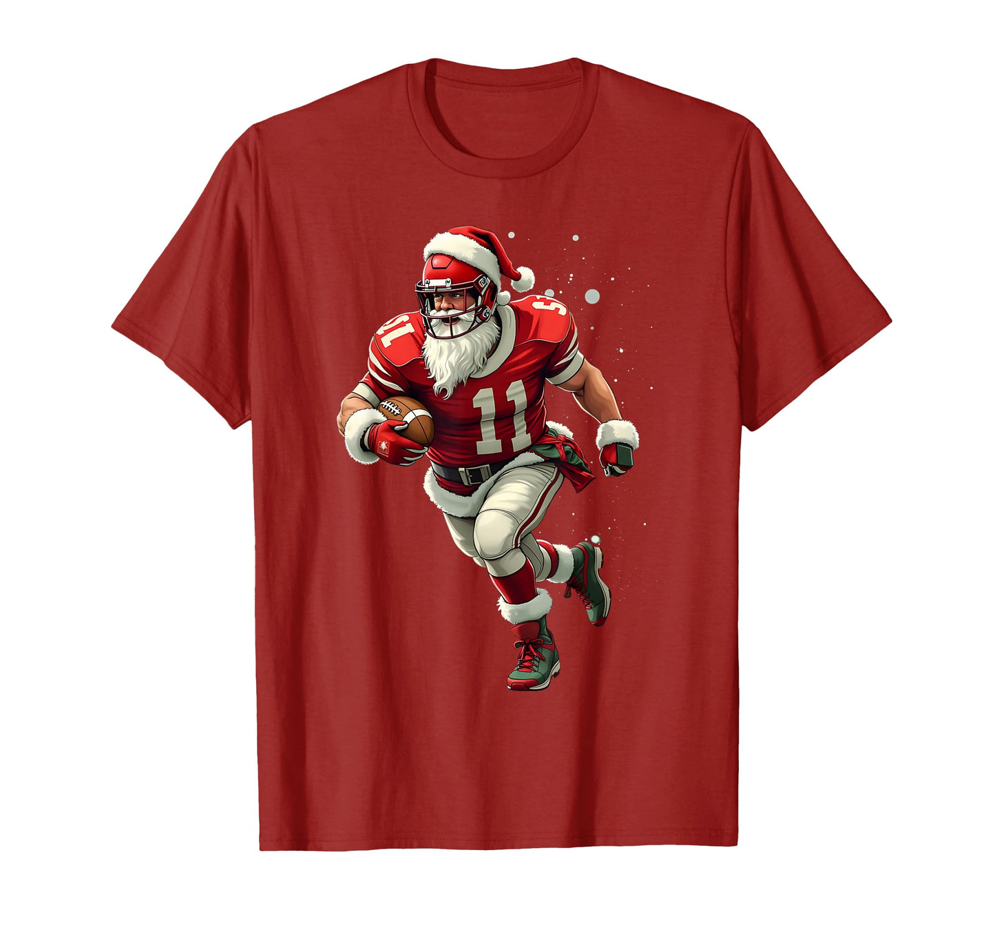 Santa Sports Christmas Football Player For Men Boys T-Shirt