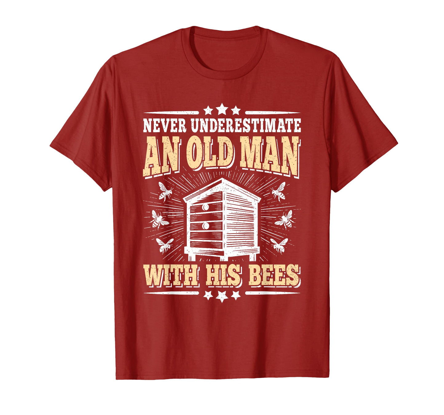 Never Underestimate An Old Man With His Bees Funny Beekeeper T-Shirt