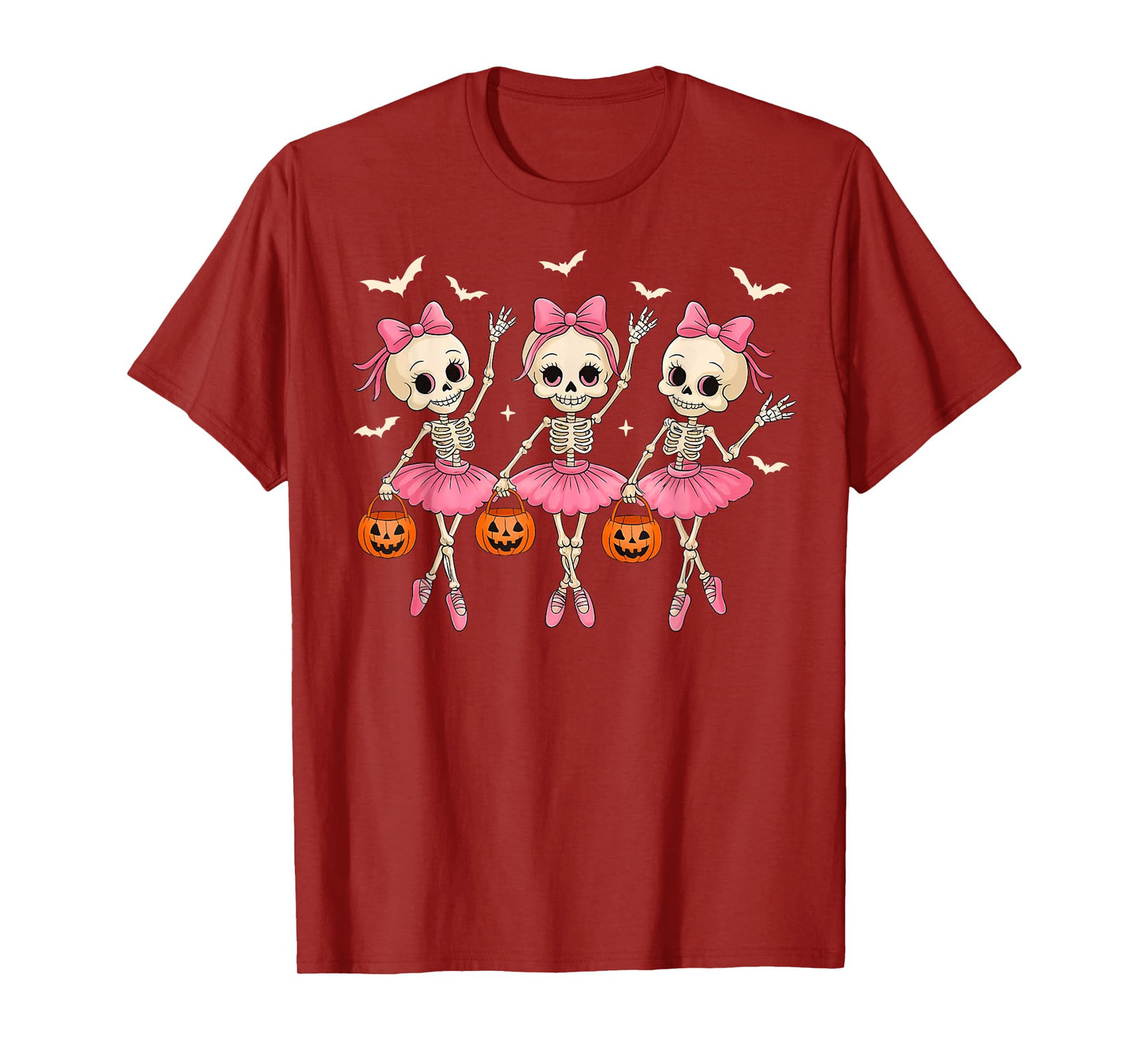 Cute Ballet Dancing Skeleton Halloween Girls Kids Toddlers T-Shirt