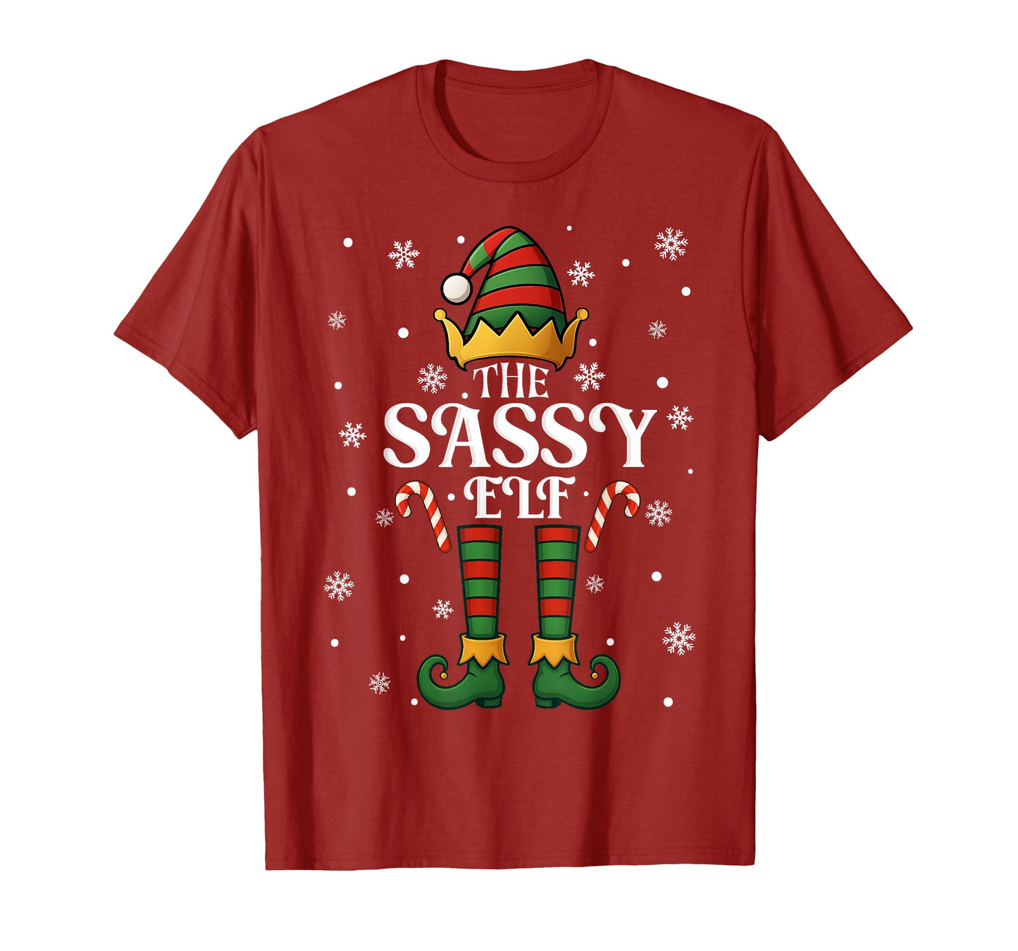Christmas Family Matching Women Girls Mom The Sassy Elf Xmas T-Shirt