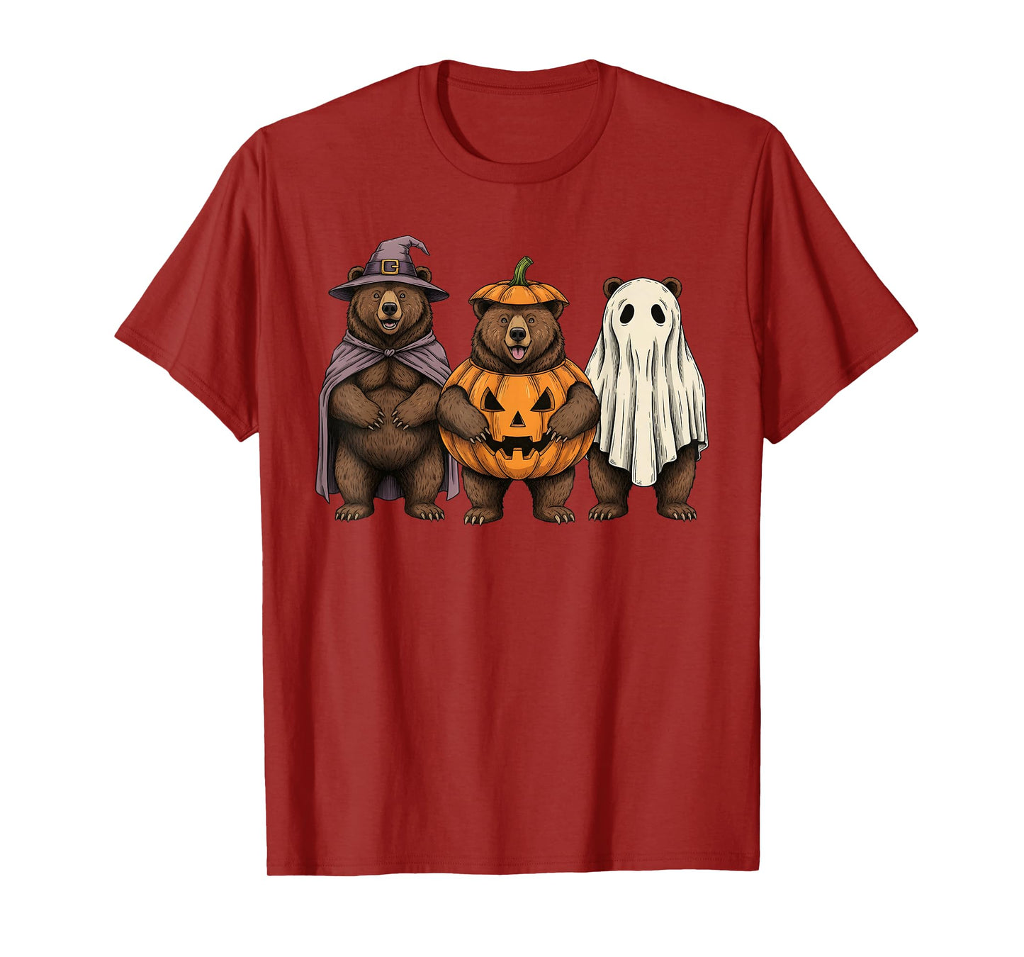Spooky Ghost Grizzly Bear Lover Pumpkin Halloween T-Shirt