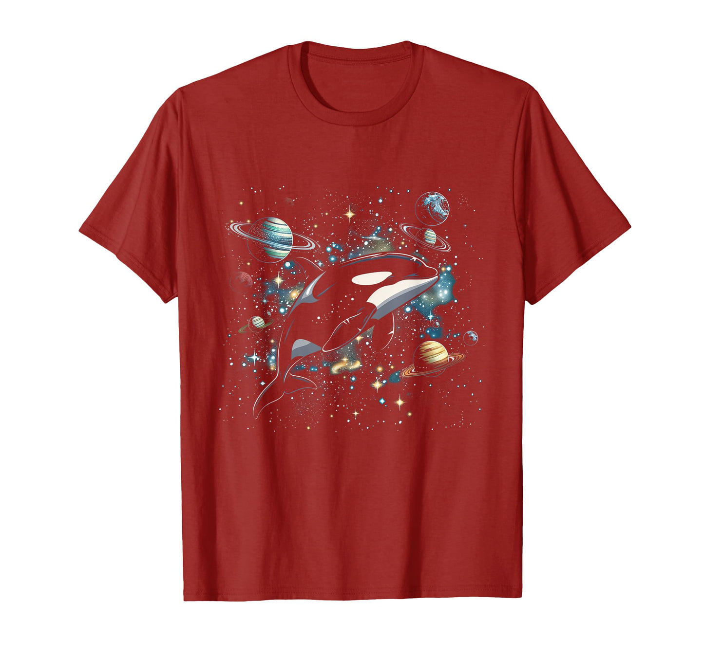 Orca In Space Planets Stars Whale Lover T-Shirt