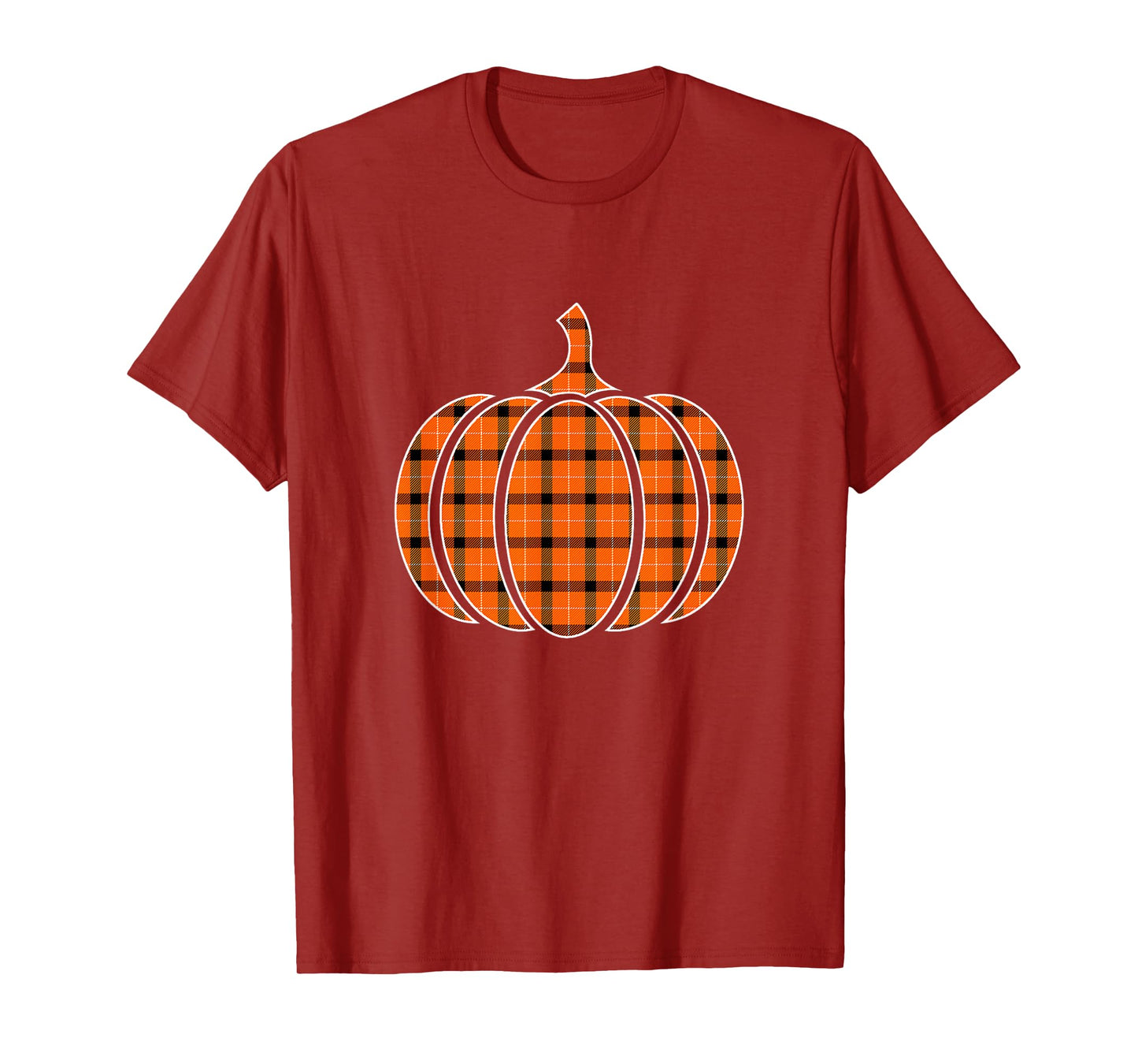 Funny Halloween Orange Pumpkin Buffalo Plaid for Women Girls T-Shirt