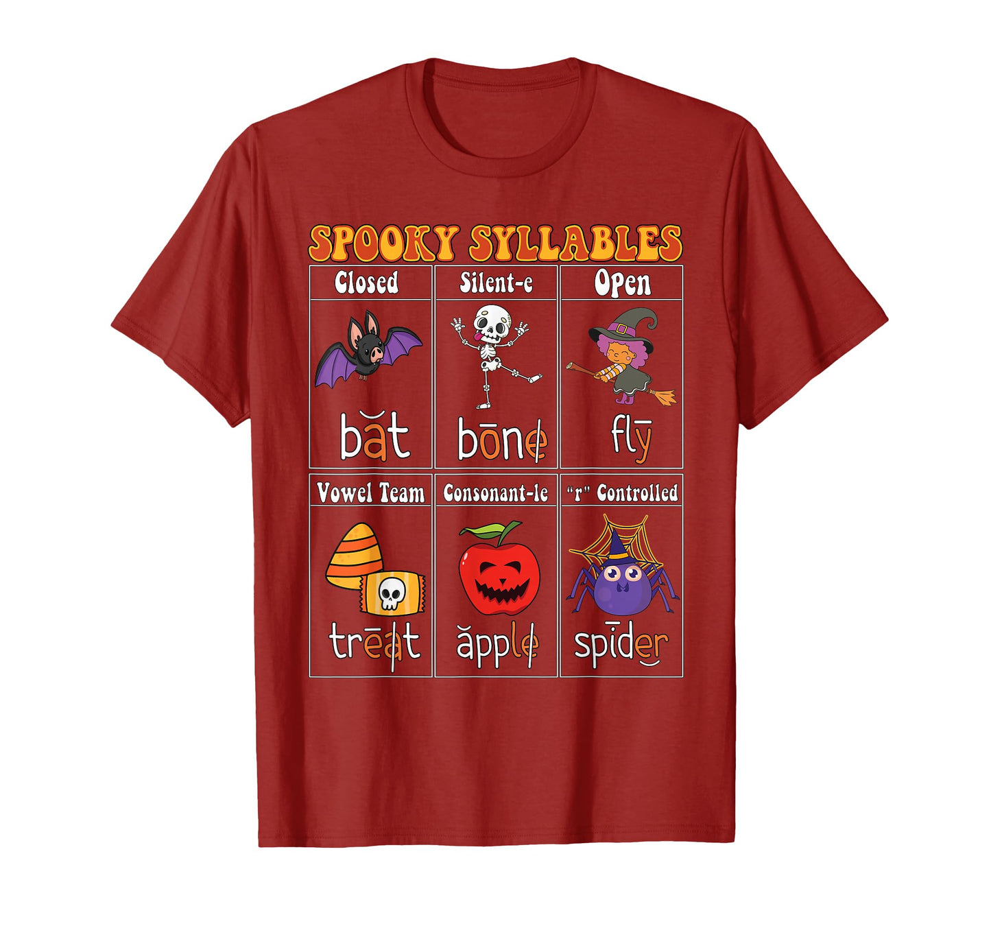 Spooky Syllables Teacher Funny Halloween Educational Kids T-Shirt