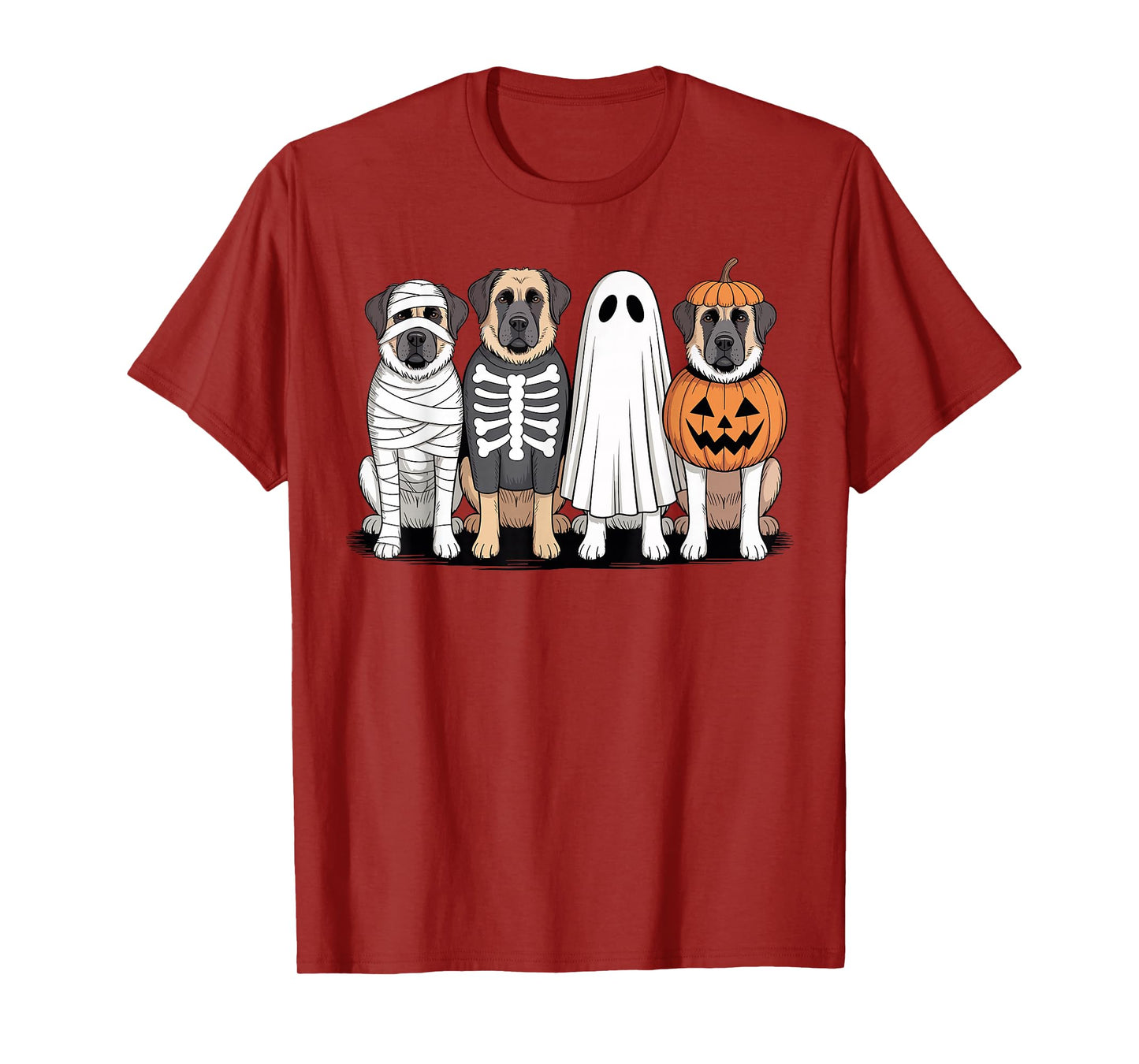 Spooky Ghost Anatolian Shepherd Pumpkin Halloween Skeleton T-Shirt