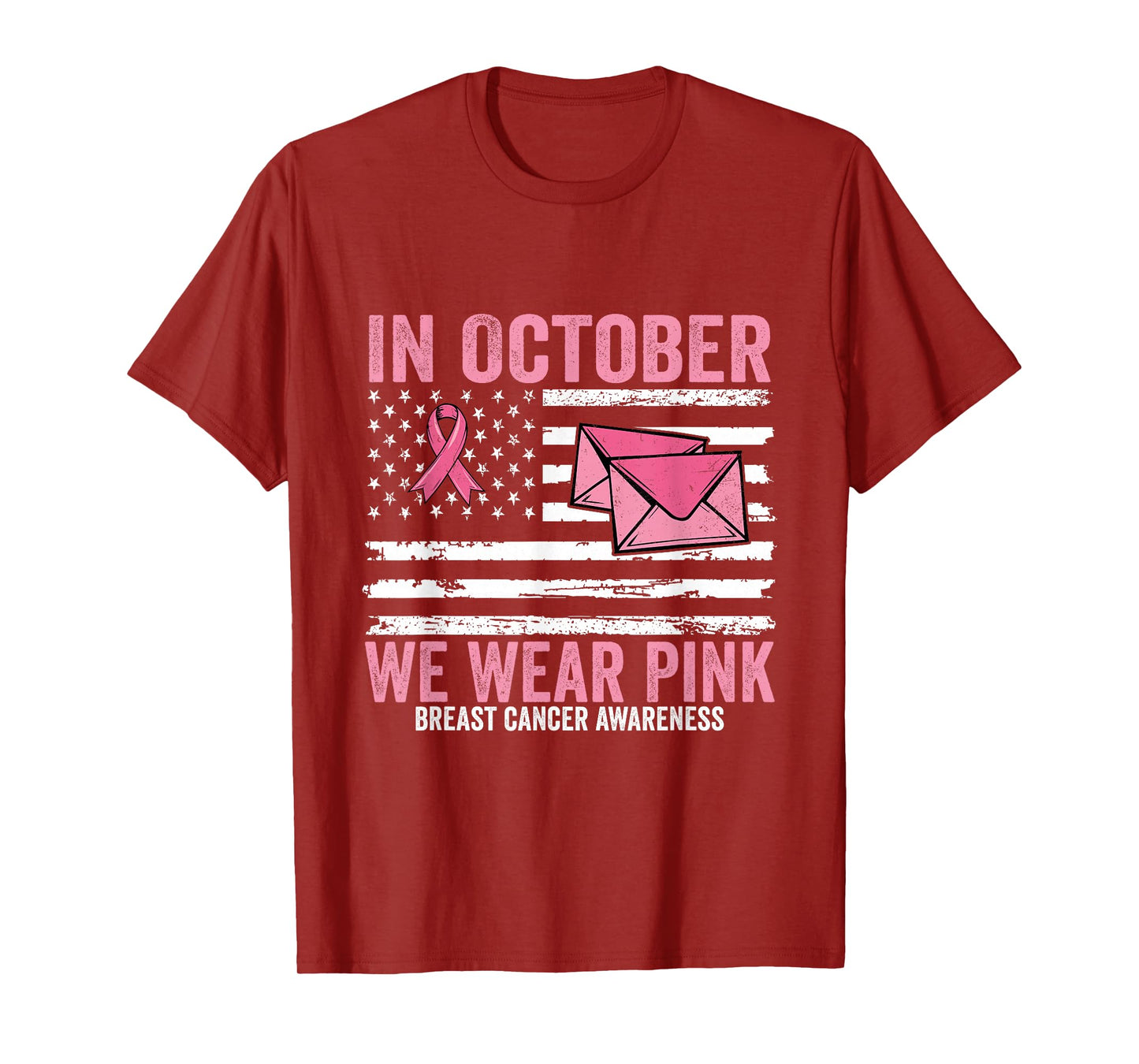 October We Wear Pink Breast Cancer Awareness Postal Worker T-Shirt