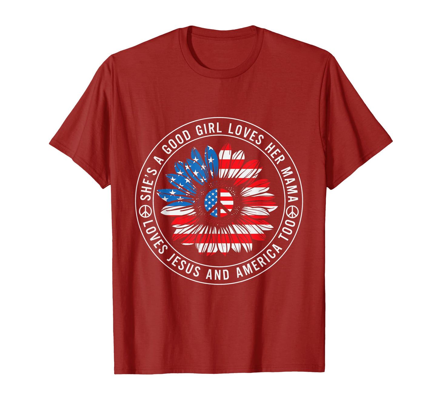 She Loves Her Mama Jesus and America Peace Sign T-Shirt