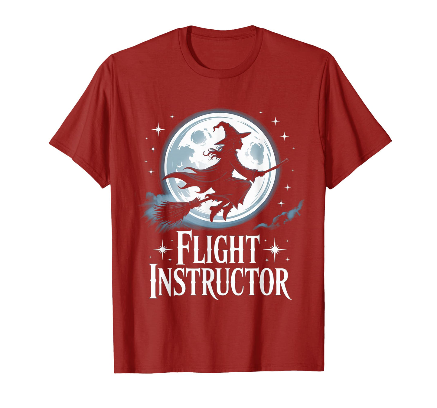 Flight Instructor Witch Broomstick Funny Halloween Costume T-Shirt