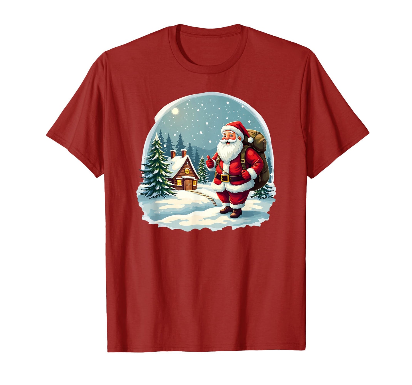 Santa Cabin in Snowy Christmas Night T-Shirt