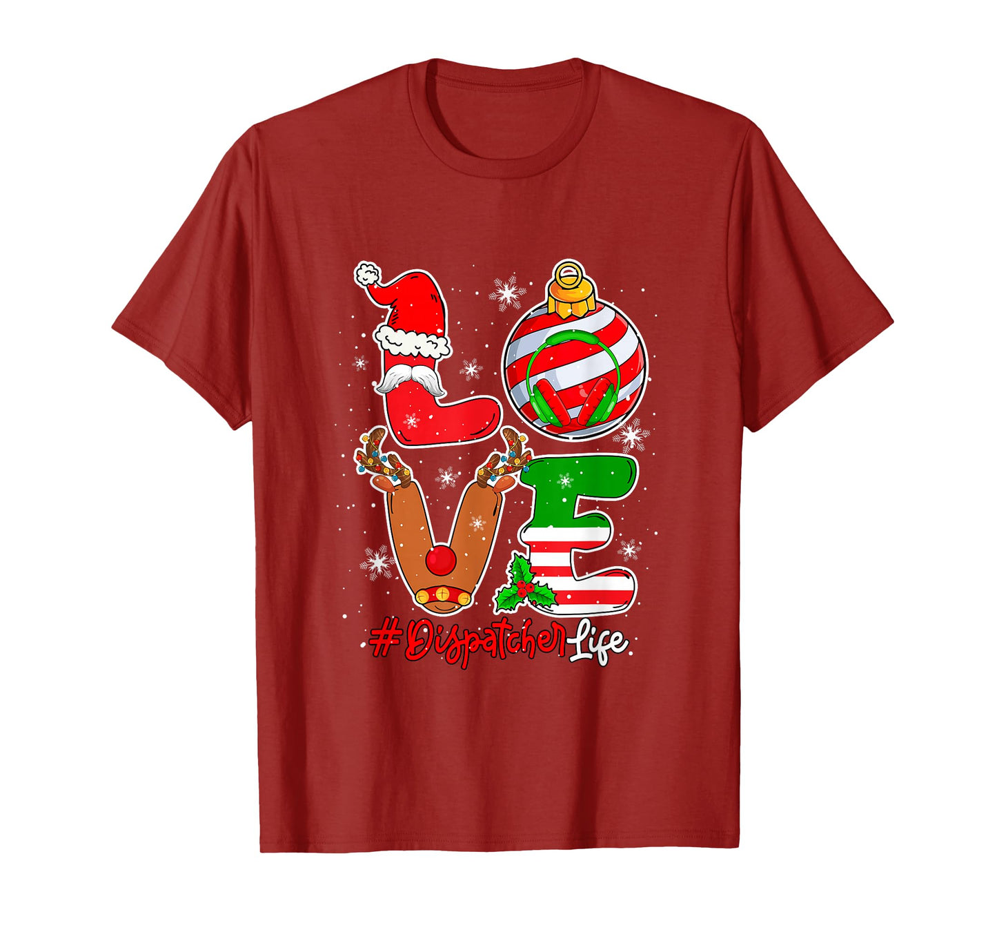 Love Dispatcher Christmas Santa Reindeer Costume Job Team T-Shirt