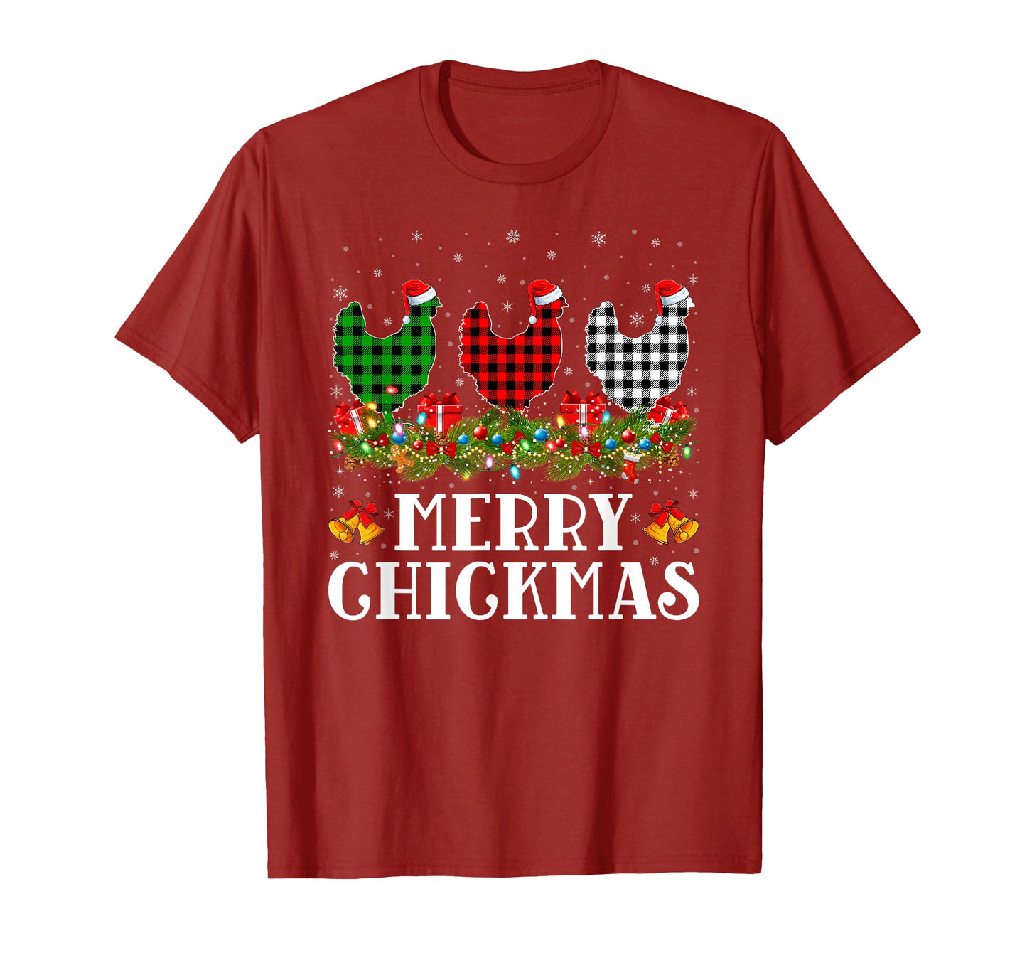 Merry Chickmas Chicken Christmas Buffalo Plaid Xmas Pajamas T-Shirt