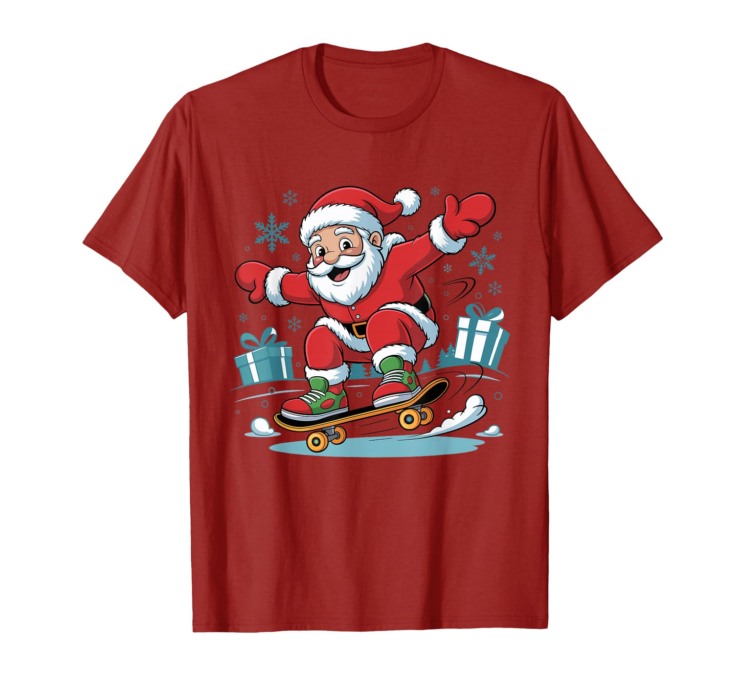 Funny Santa Skater Skateboarding Lover Christmas Xmas Pajama T-Shirt
