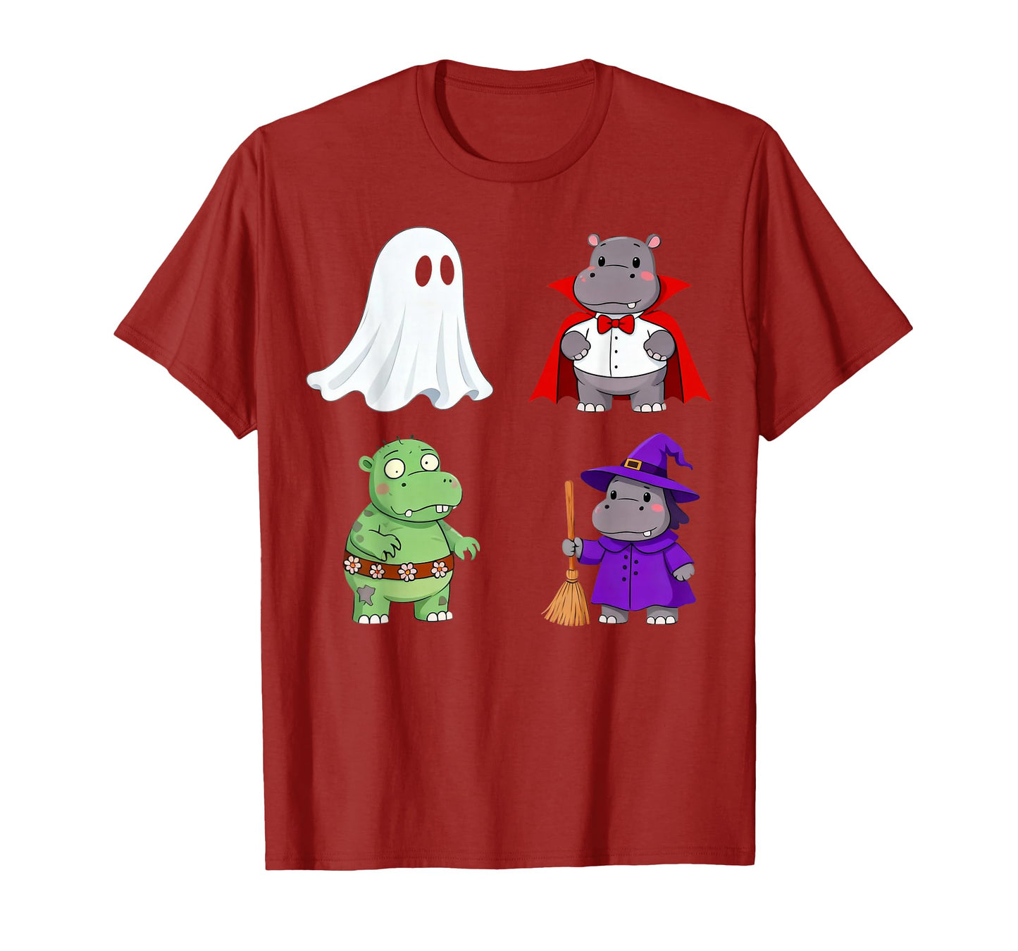 Funny Hippo Ghost Witch Zombie Halloween Costume Boys Girls T-Shirt
