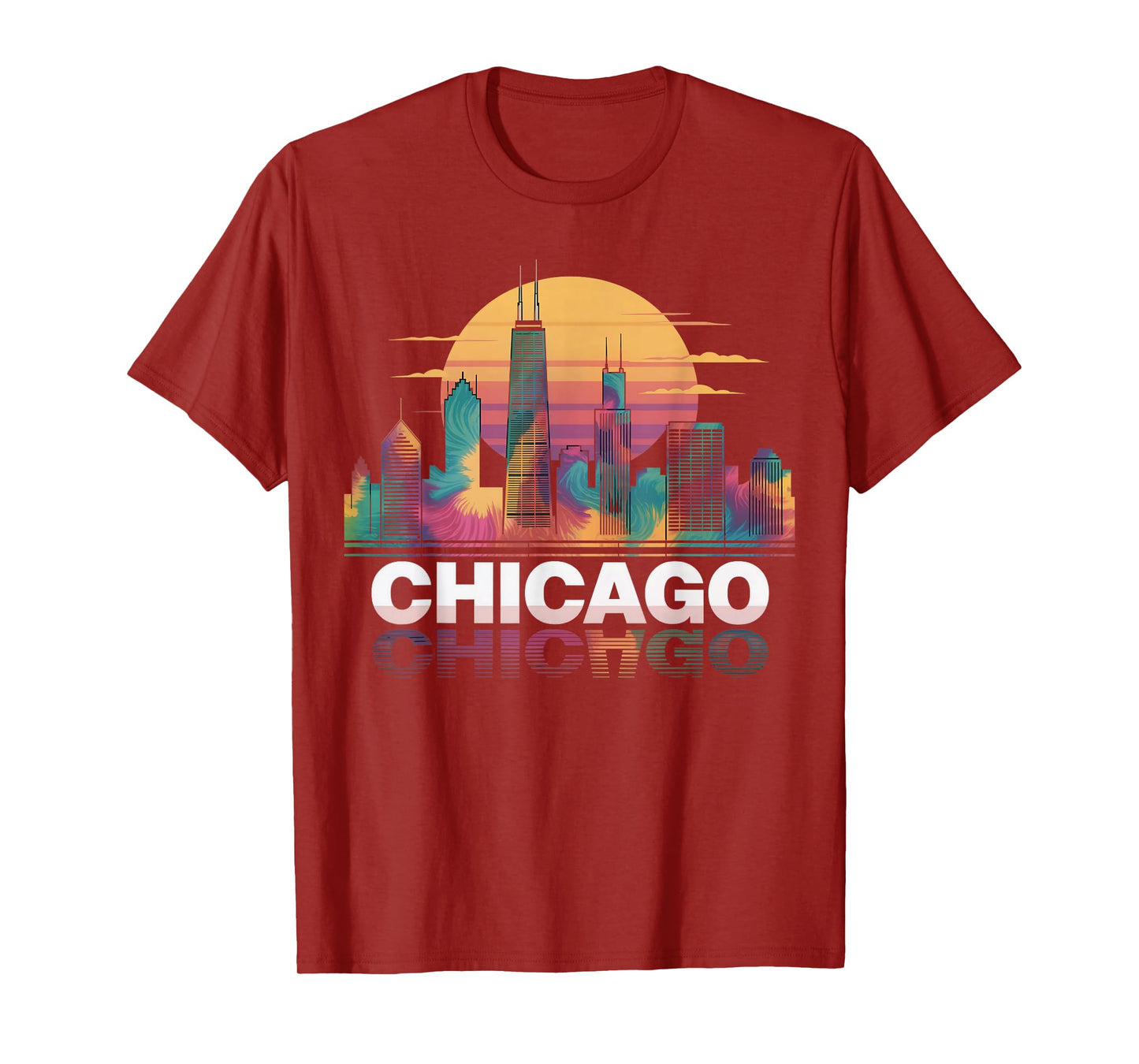 I Love Chicago Skyline Chicago City Tie Dye Souvenir Chicago T-Shirt