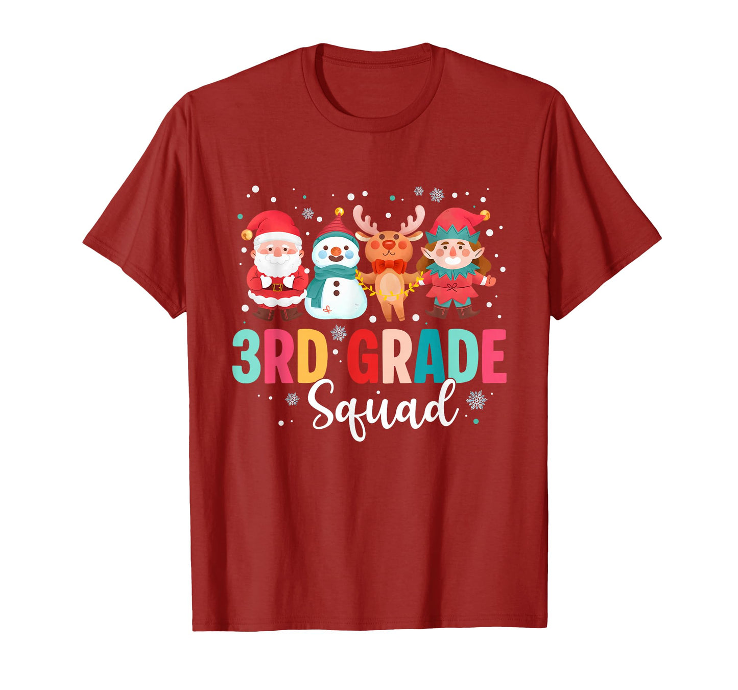 3rd Grade Squad Christmas Teacher Santa Reindeer Snowman T-Shirt
