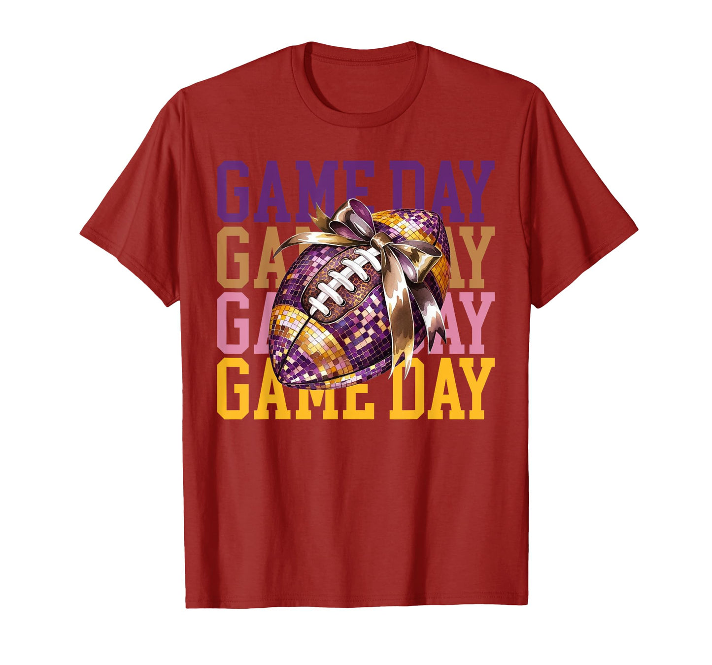 Coquette Bow Disco Funny Football Game Day Touchdown Season T-Shirt