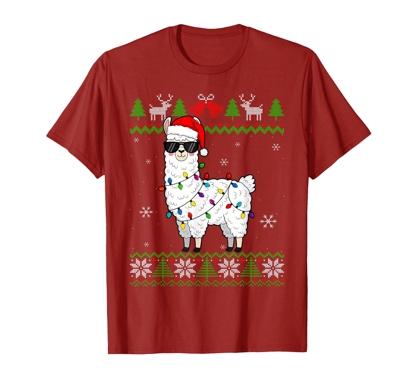 Christmas Llama Santa Hat Ugly Xmas Tree Alpaca T-Shirt