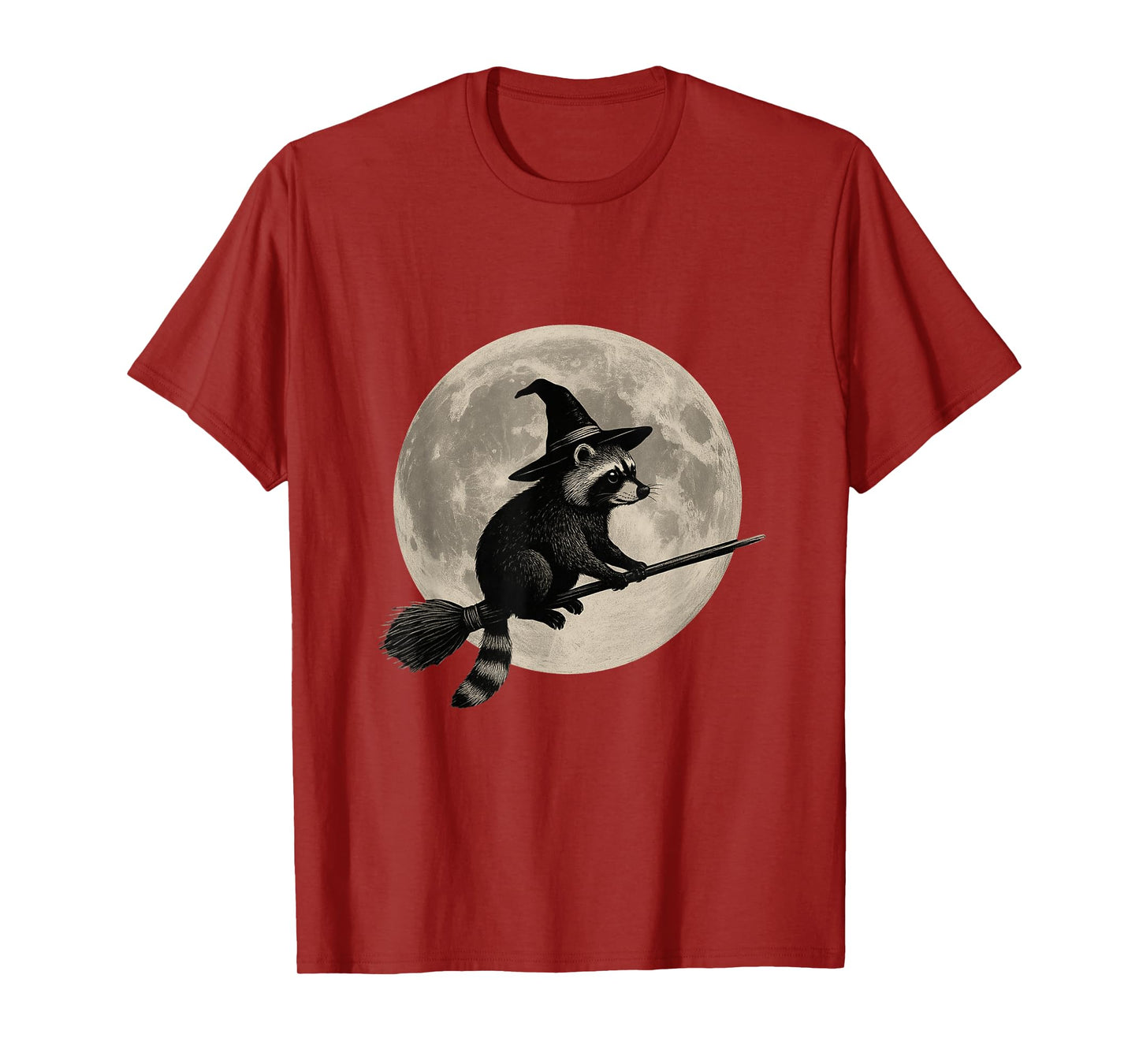 Funny Halloween Witch Raccoon Moon Trick or Treat Spooky T-Shirt