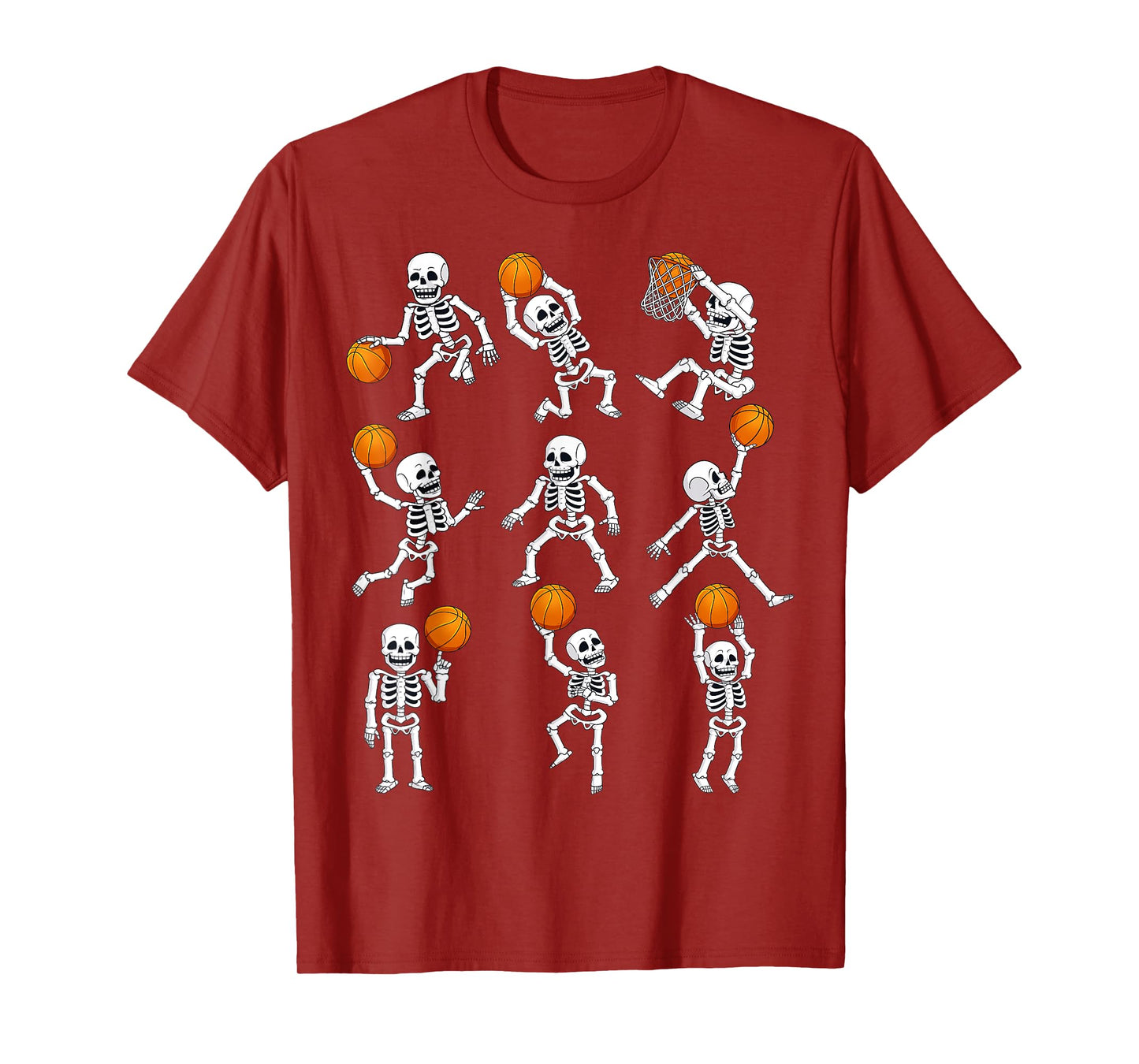 Halloween Basketball Skeletons Dunking Dribble Boys Kids T-Shirt