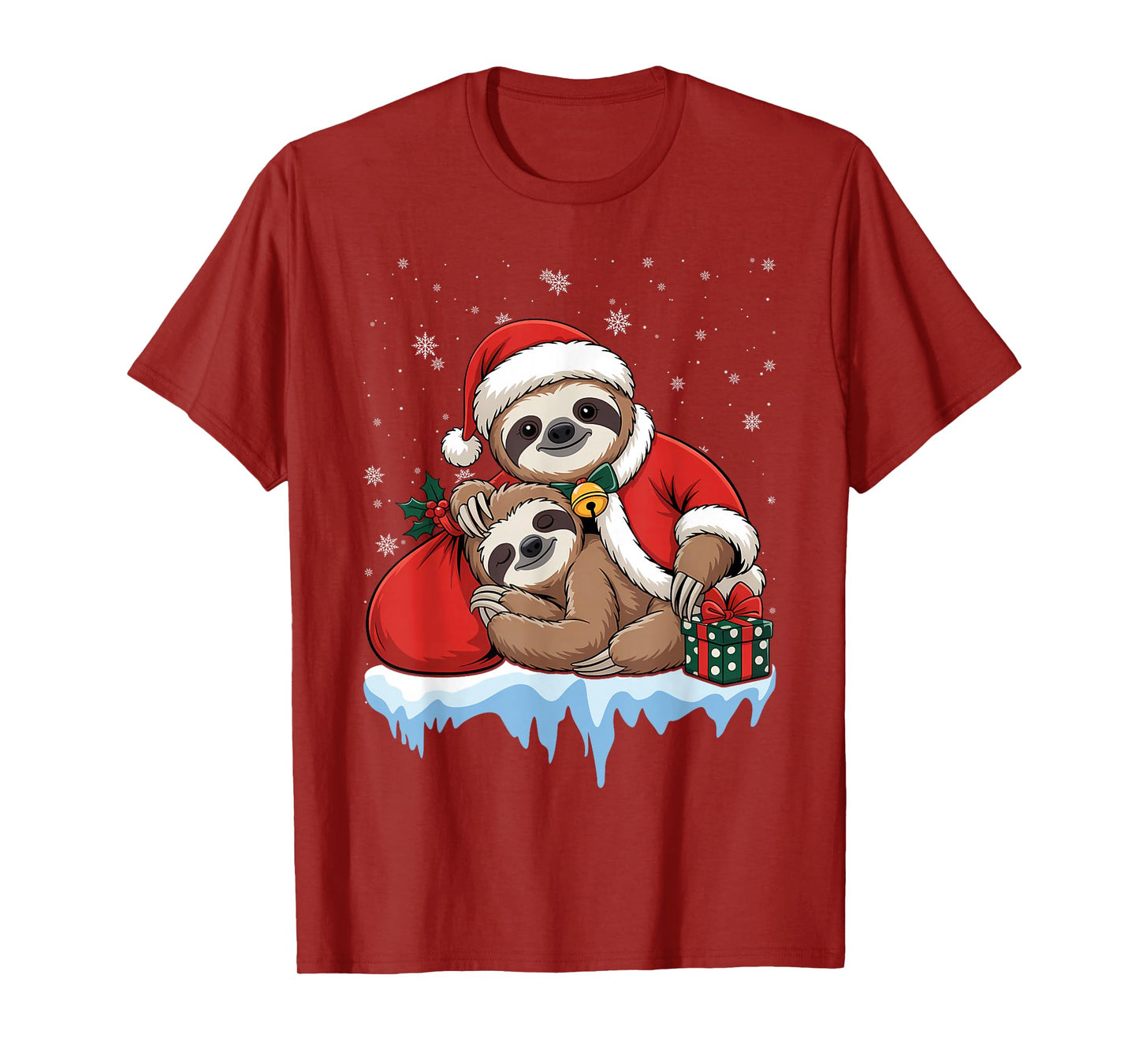 Sloth Santa Hat Christmas Pajama Cute Animal X-Mas Presents T-Shirt
