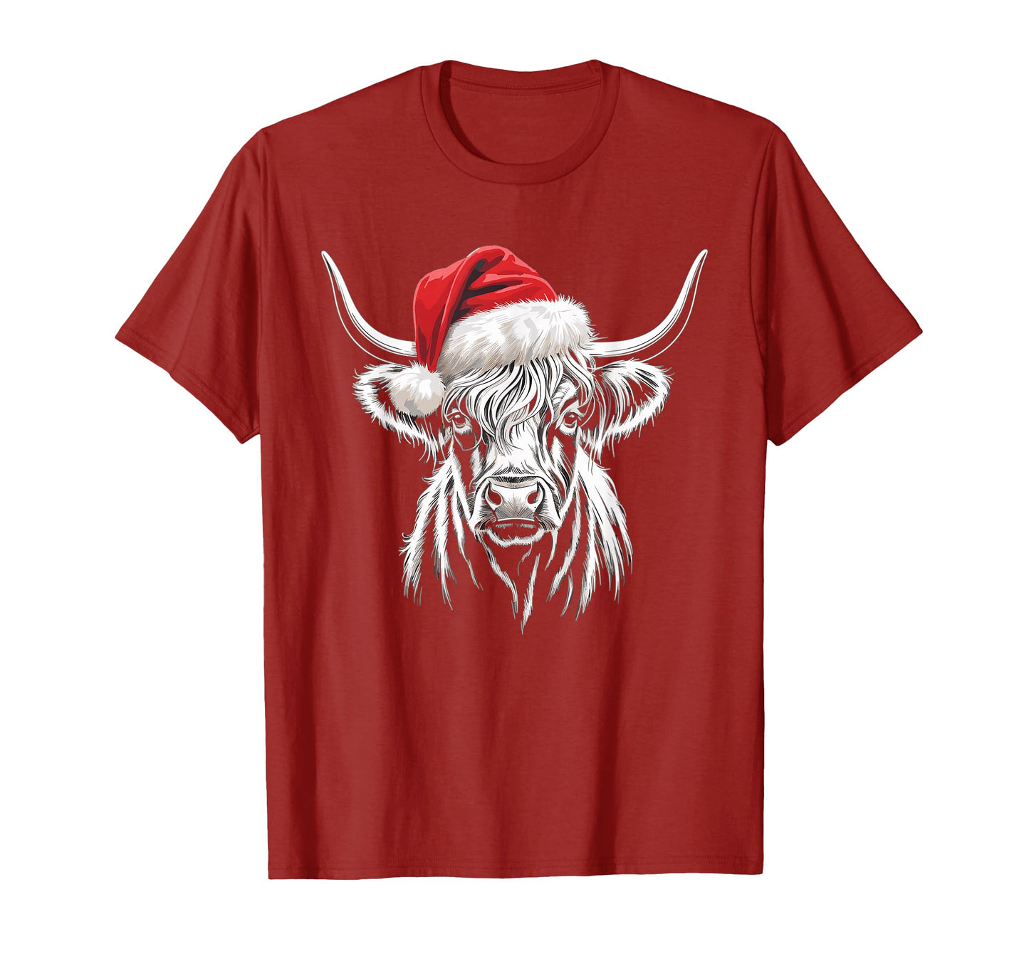 Highland Cow Santa Hat Christmas Highland Cattle Xmas T-Shirt