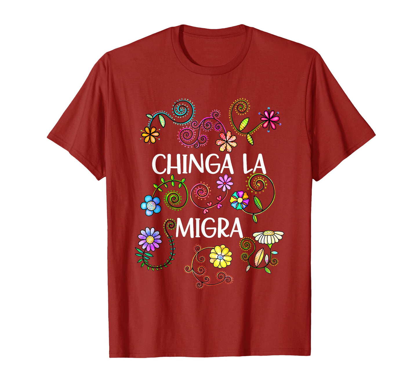 Subtle Floral Chinga La Migra Anti Ice Vintage Abolish Ice T-Shirt