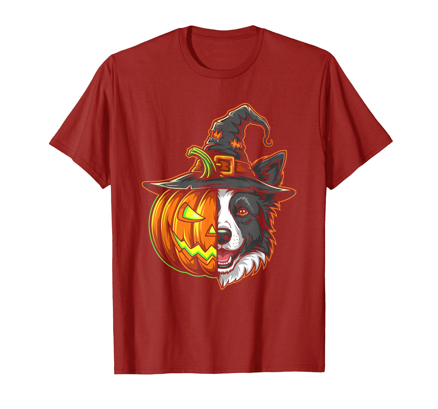 Border Collie Pumpkin Jack O Lantern Halloween Mens Womens T-Shirt