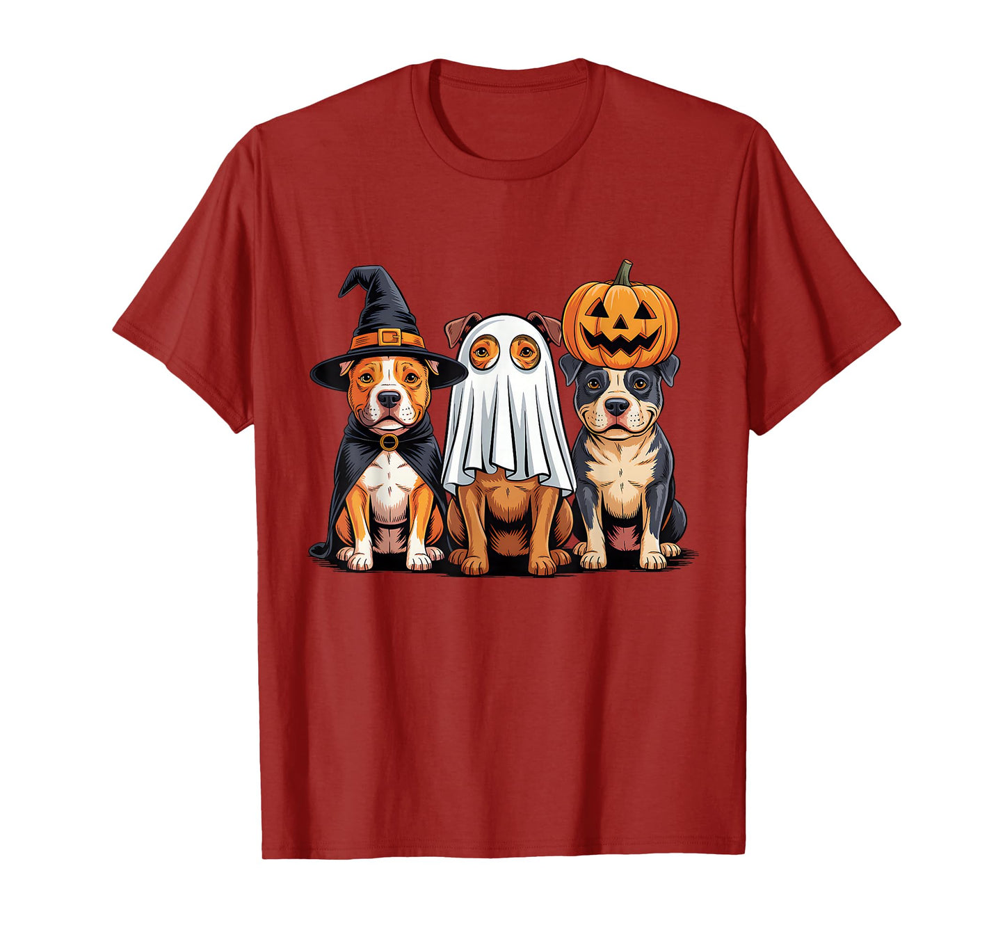 Pittbull Halloween Funny Dog Lover Pumpkin Witch Ghost Boo T-Shirt