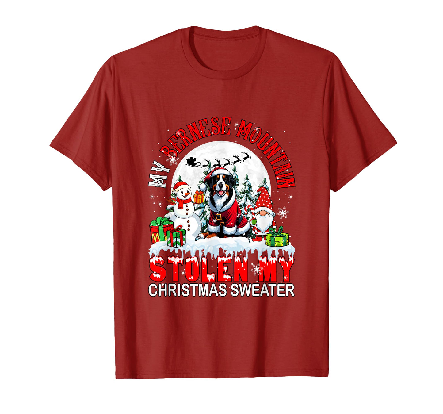 My Bernese Mountain Stolen My Christmas Sweater Santa Dog T-Shirt