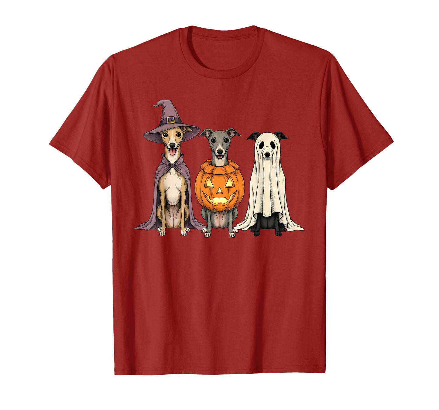 Spooky Ghost Greyhound Pumpkin Halloween Iggy Dog Lover T-Shirt