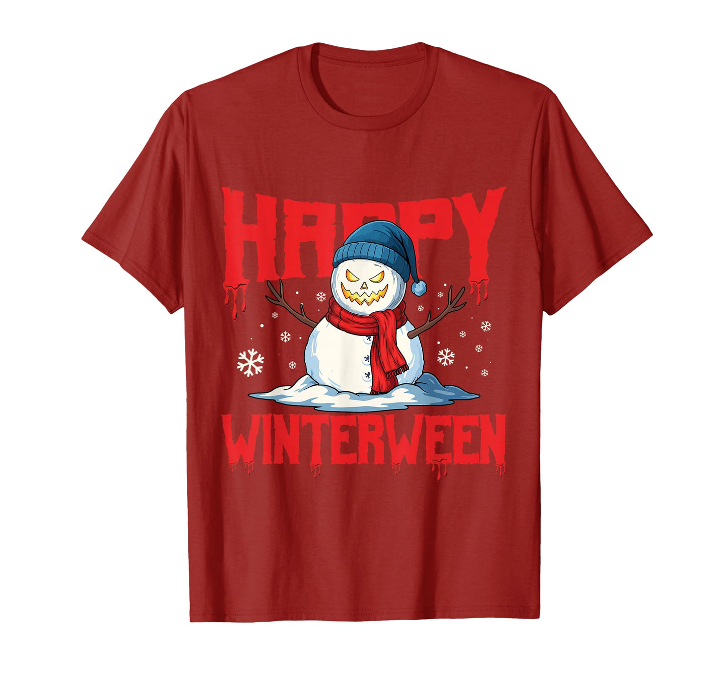Happy Winterween Winter Halloween Christmas Scary Snow Man T-Shirt