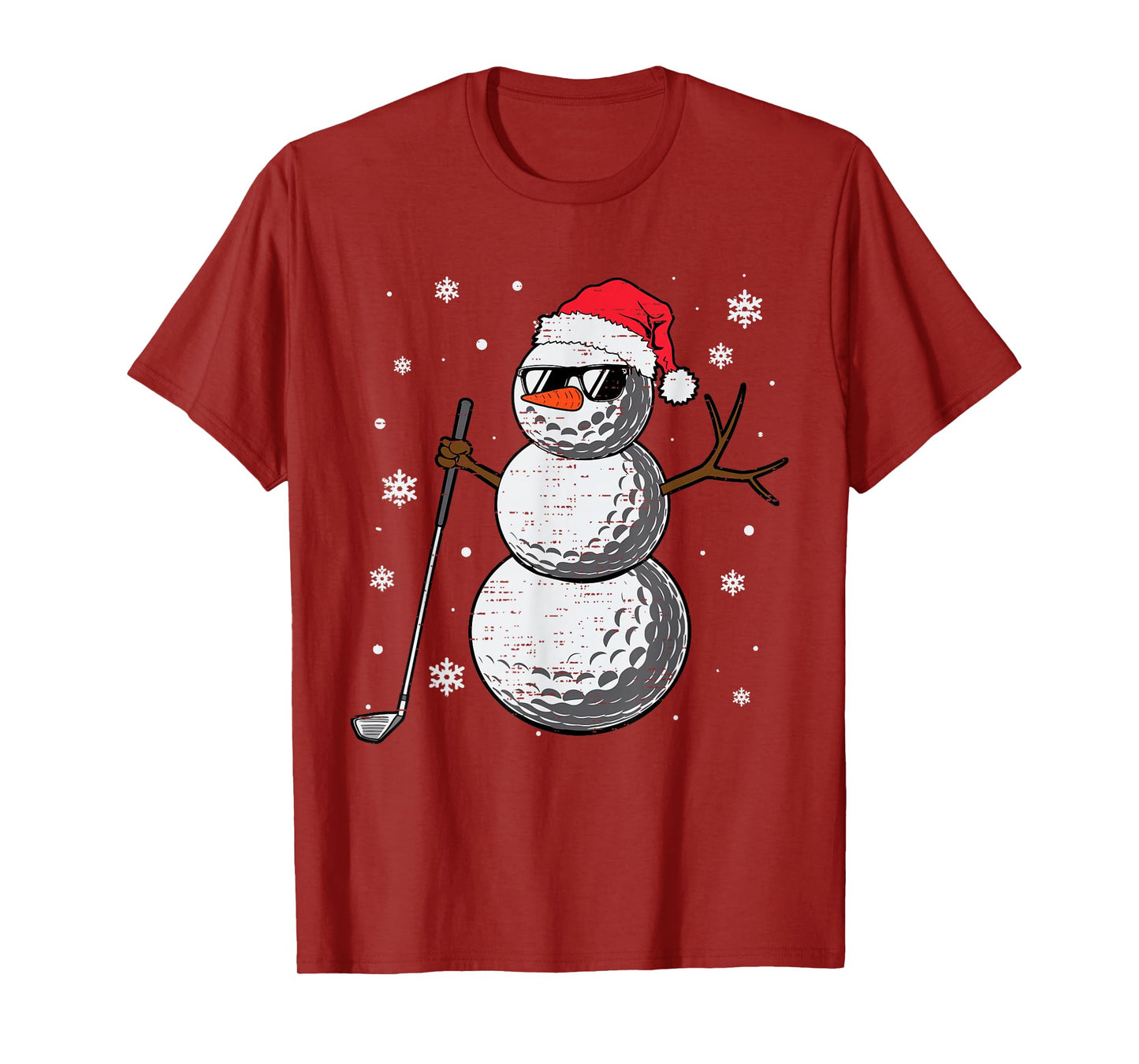 Christmas Golf Snowman Hat Santa Xmas Golfer Mens Boy Kids T-Shirt