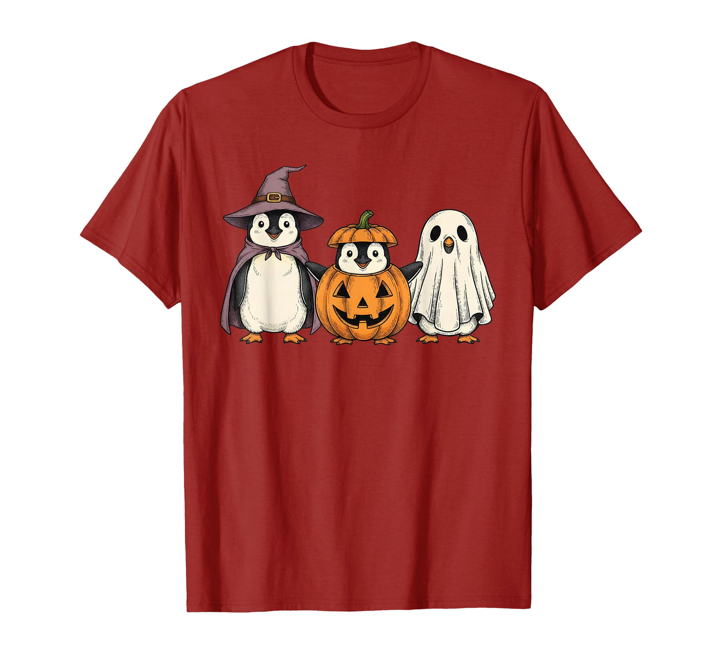Spooky Ghost Penguin Lover Pumpkin Halloween T-Shirt