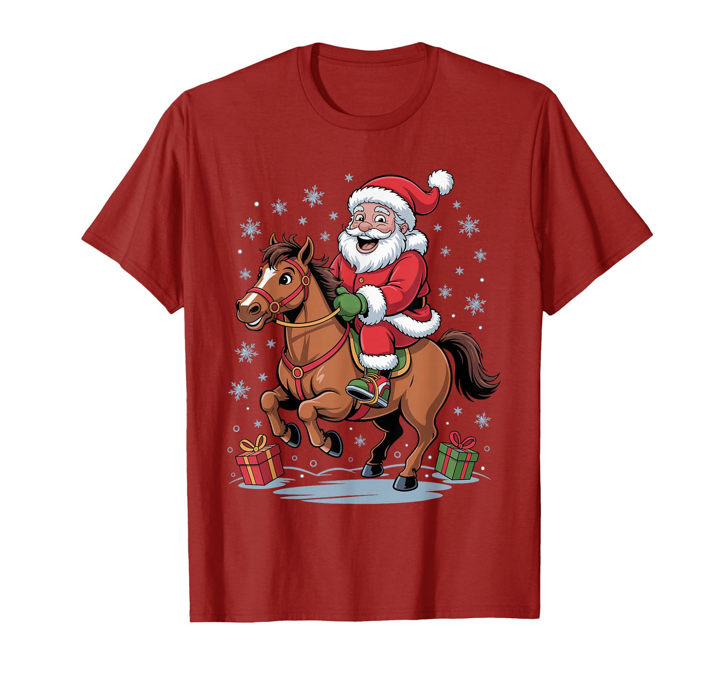 Funny Santa Riding Horse Equestrian Christmas Xmas Pajama T-Shirt