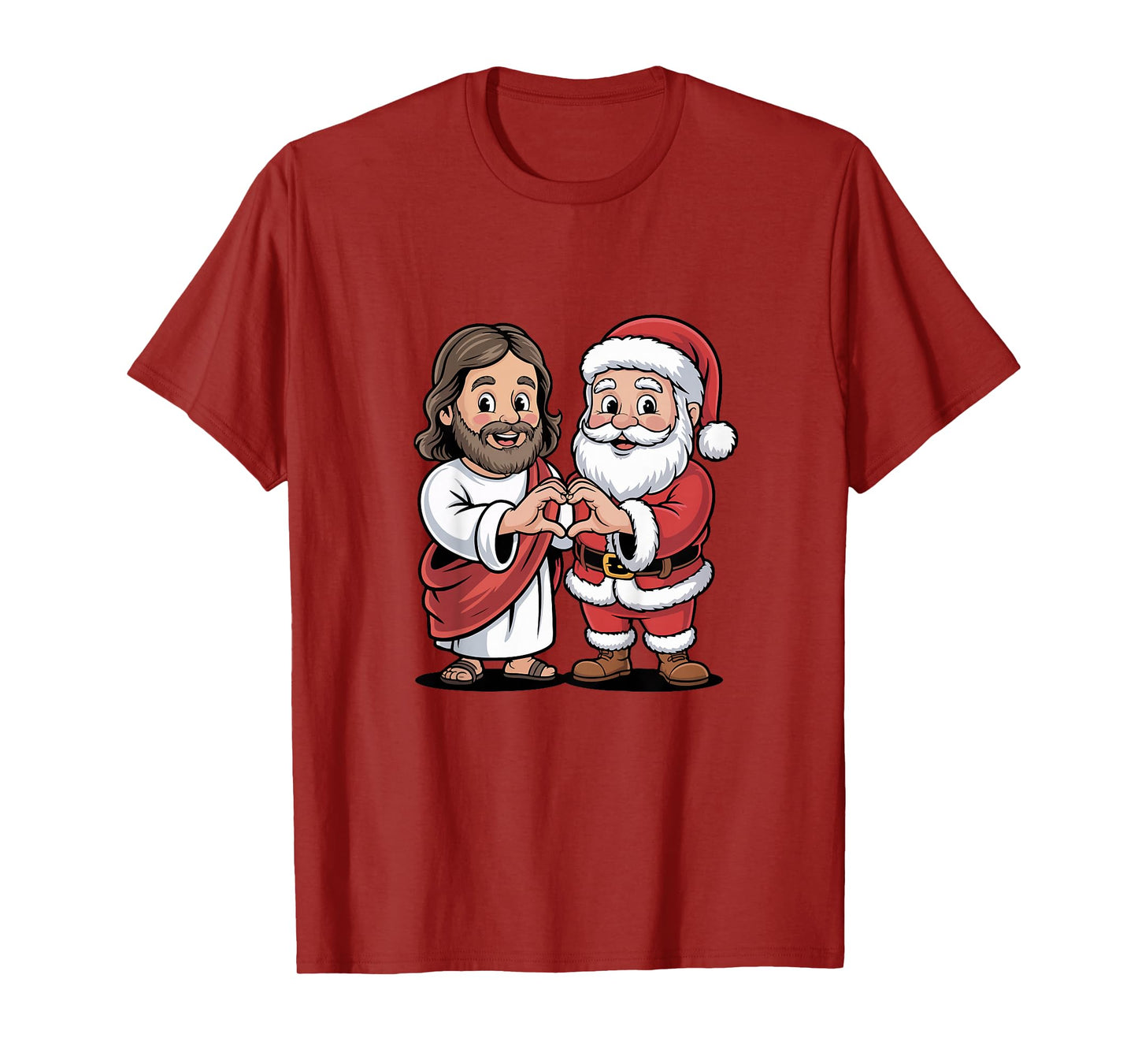 Jesus and Santa Claus Love Hand Sign Christmas Kids Girls T-Shirt