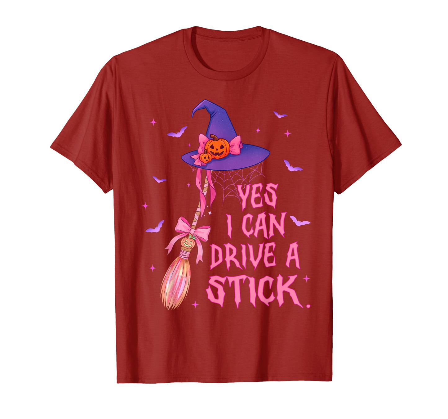 Yes I Can Drive A Stick Funny Spooky Witch Halloween T-Shirt
